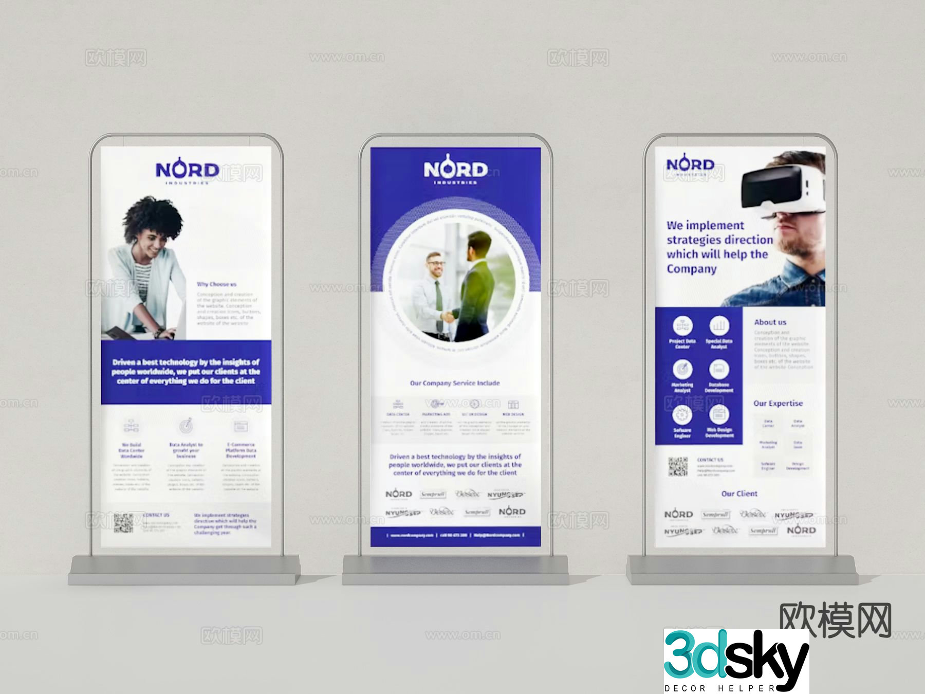 Modern roll-up poster stand billboard 3d model