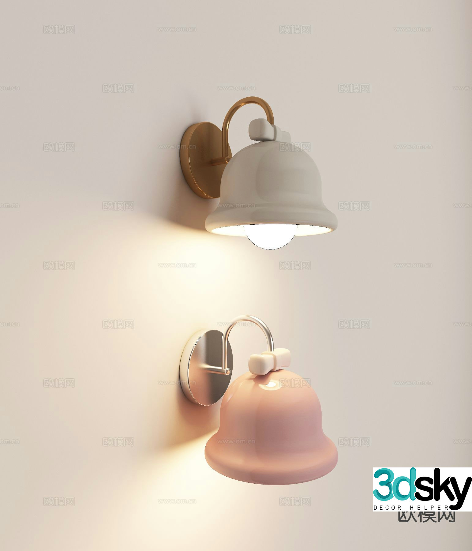 Creamy wind wall lamp Morandi color wall lamp 3d model