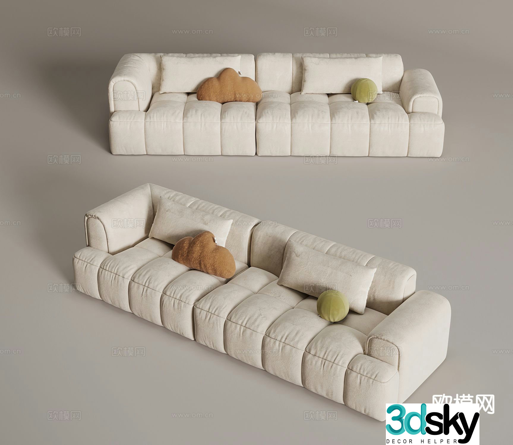 Double sofa upholstered sofa 3d model