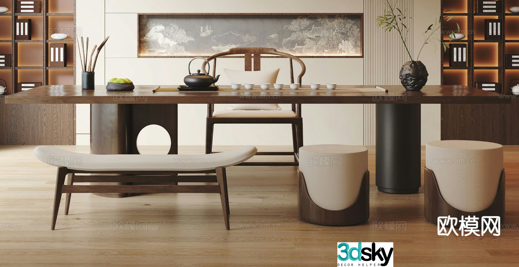 New Chinese style tea table tea table 3d model