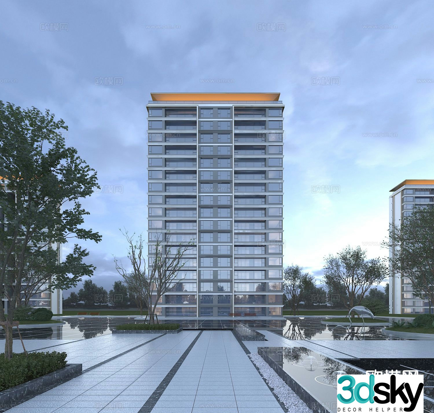 High-rise residential exterior 3D model