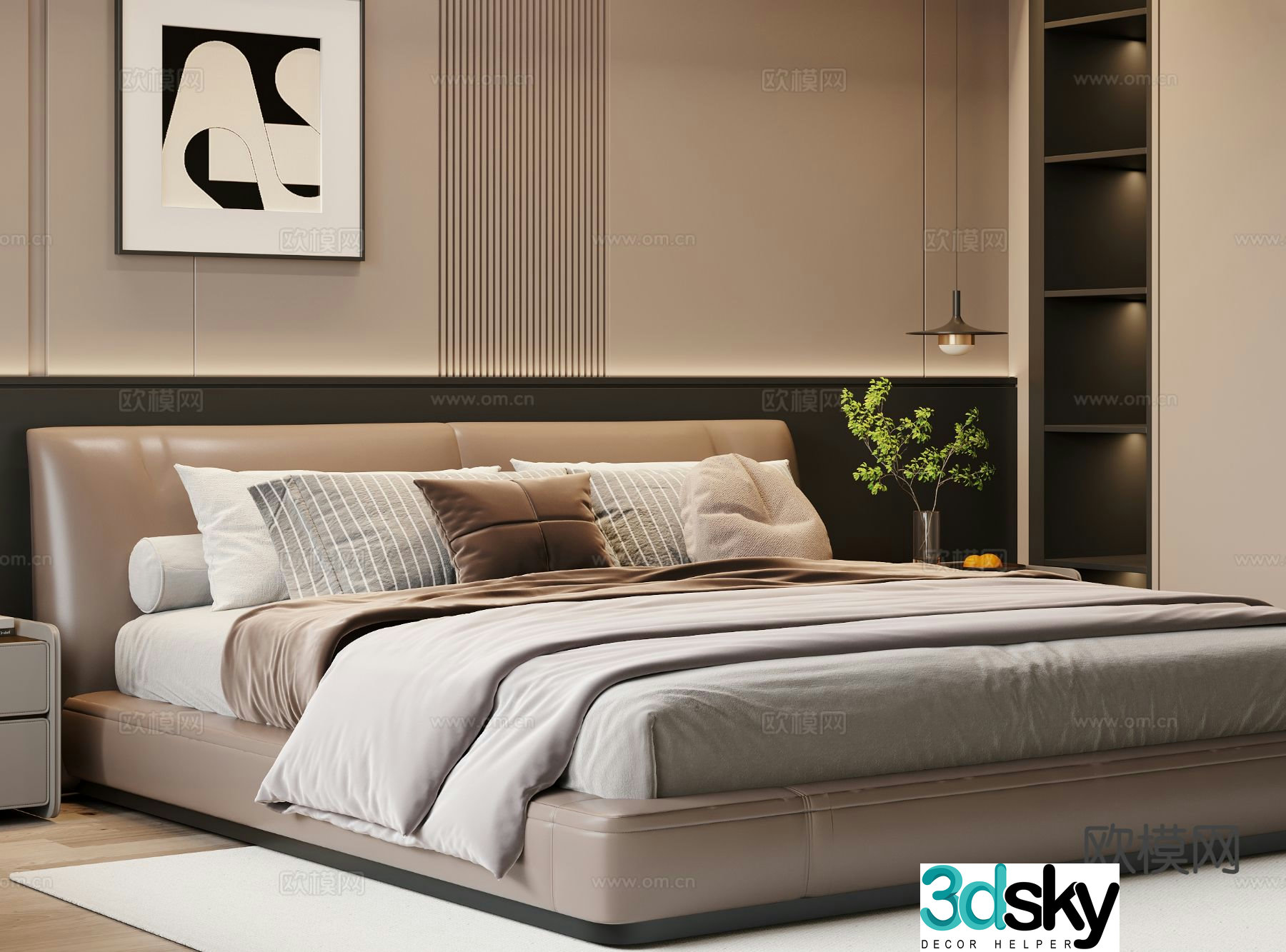 Italian double bed 3d model