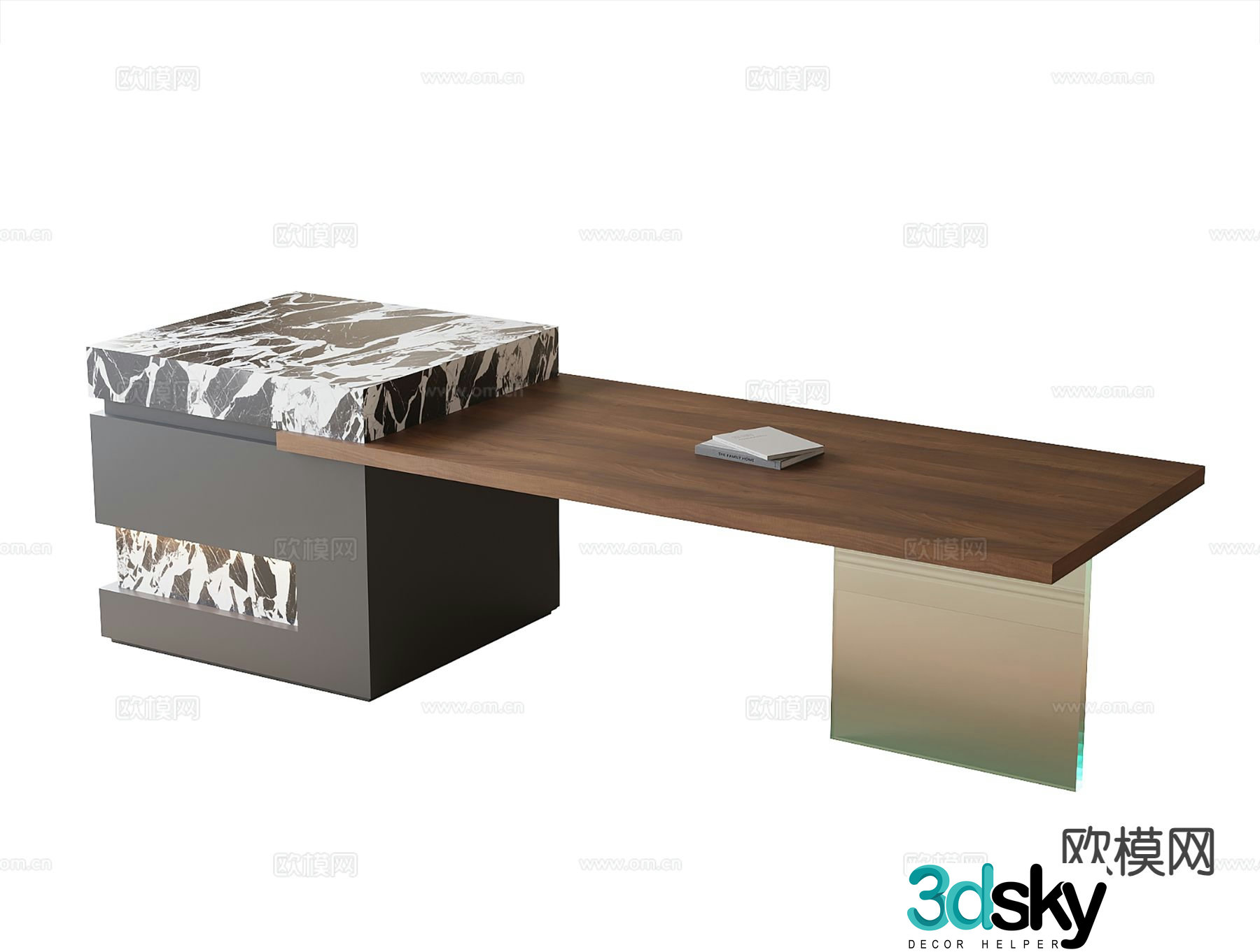Modern dining table island 3d model