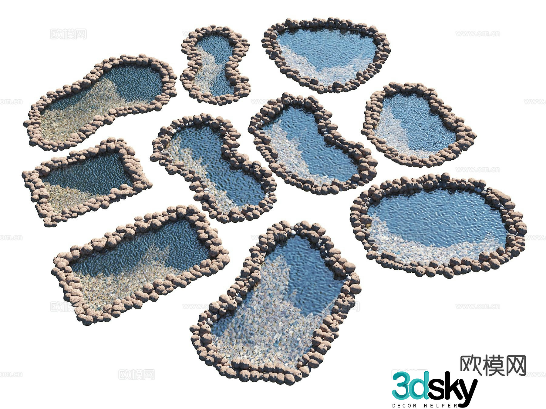 Ecological fish pond fish pond lotus pond pond 3d model