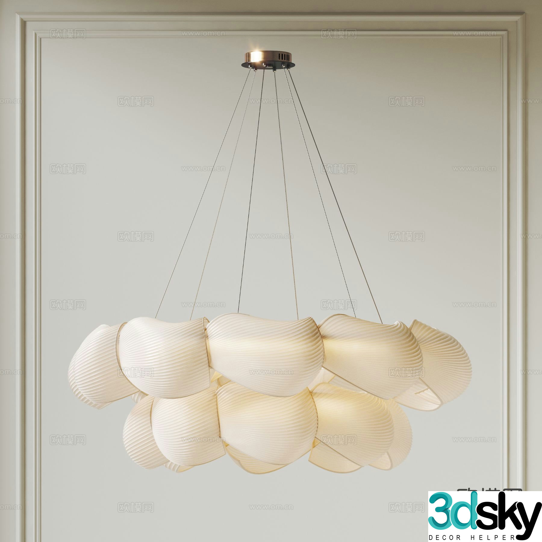 French two-story chandelier ring chandelier 3D model