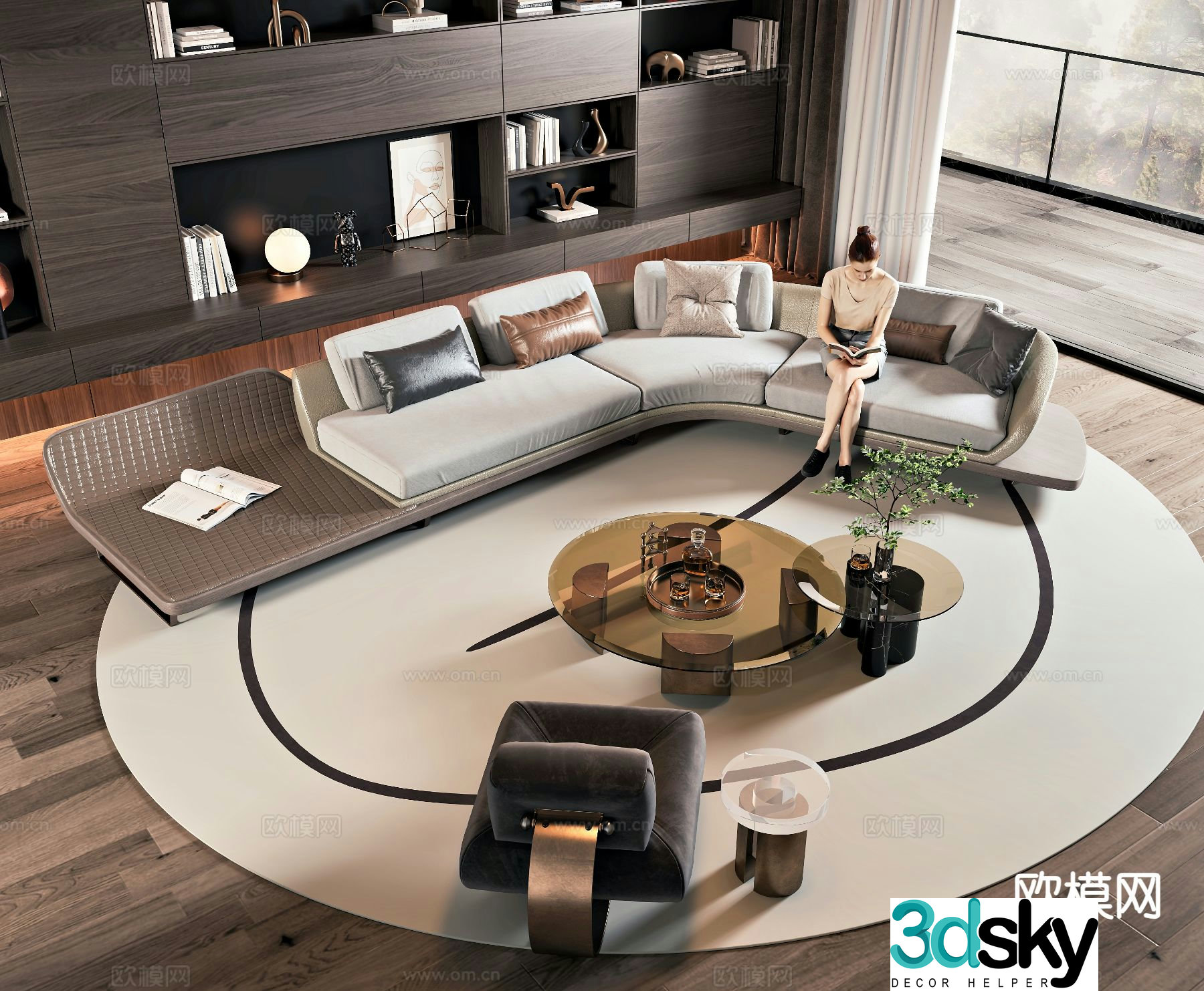 Modern modular sofa curved sofa 3d model