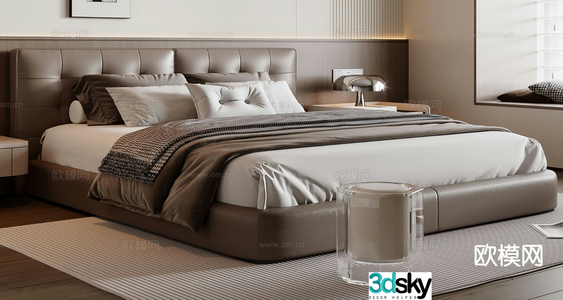 Italian double bed 3d model