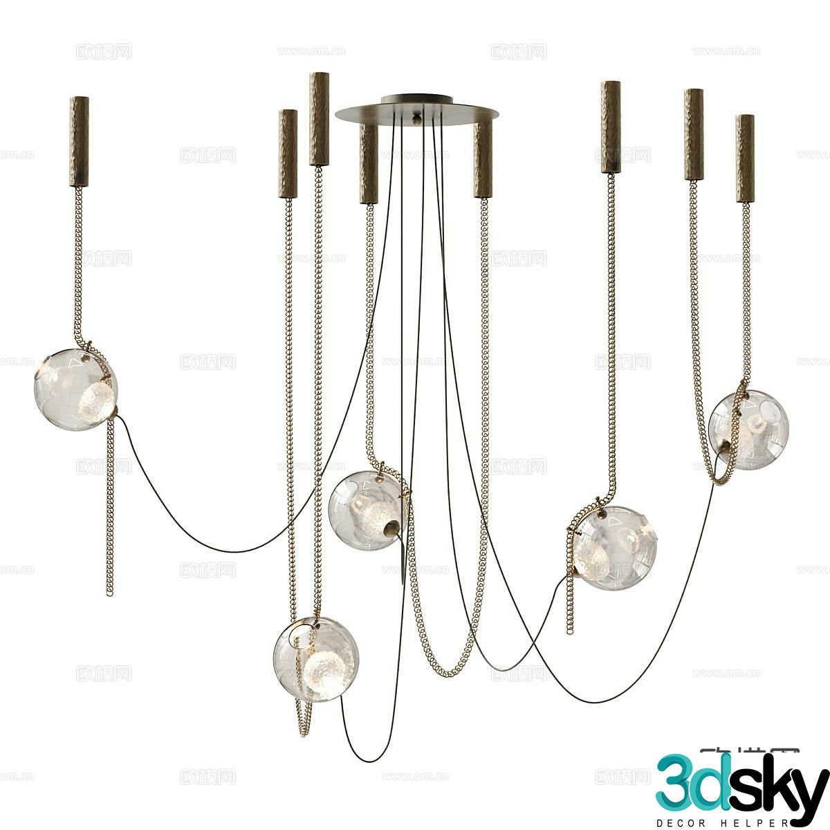 Modern ball chandelier Multi-head chandelier 3d model