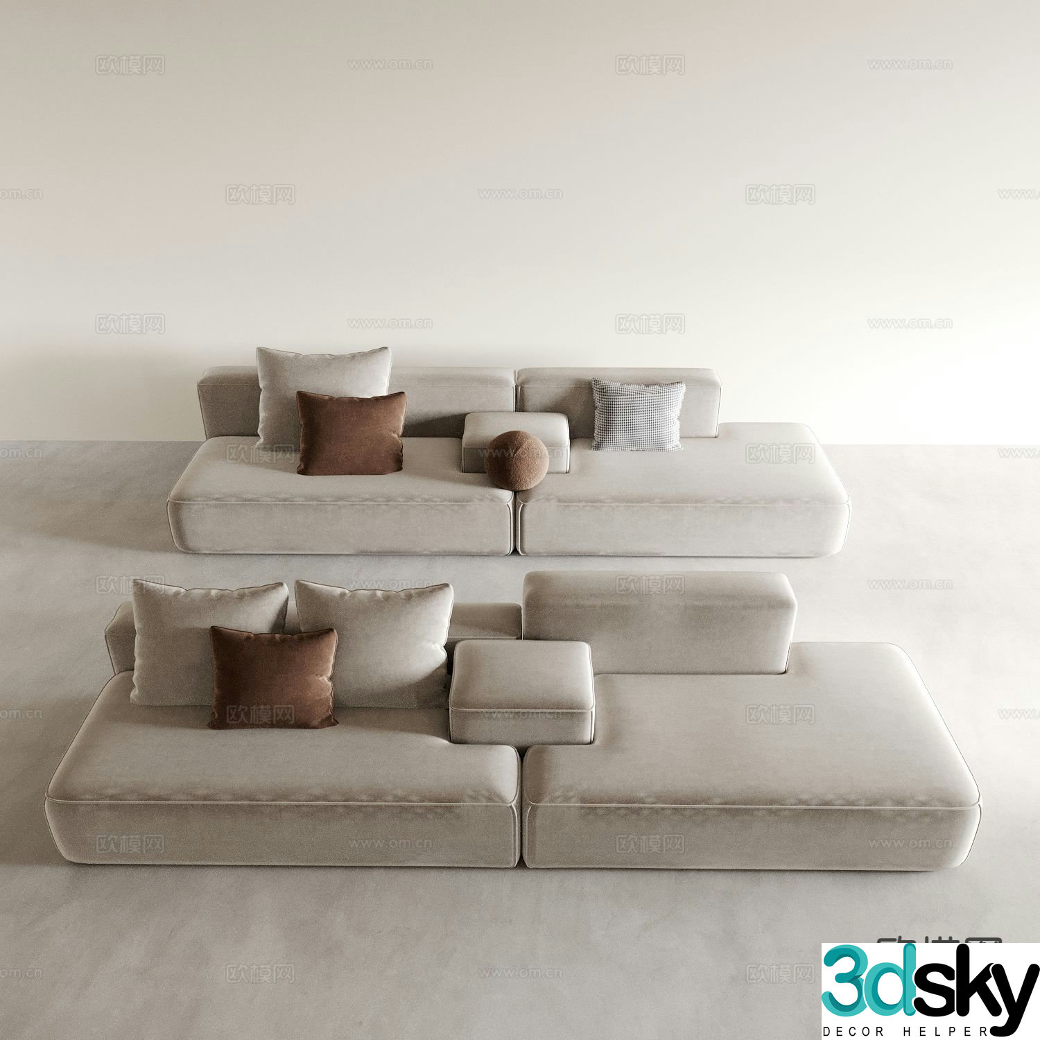 Double sofa upholstered sofa 3d model