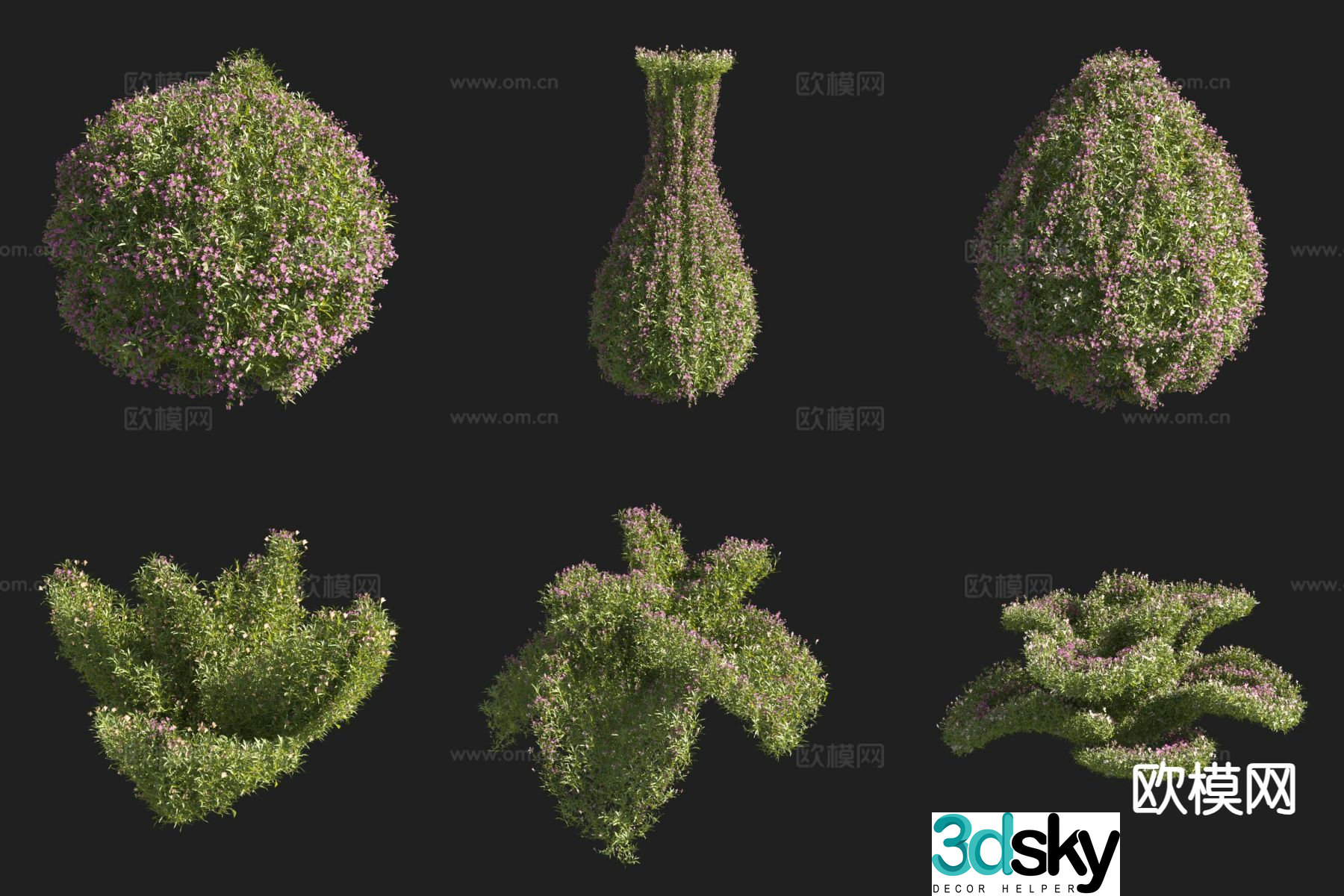 Pansy-shaped bush 3d model