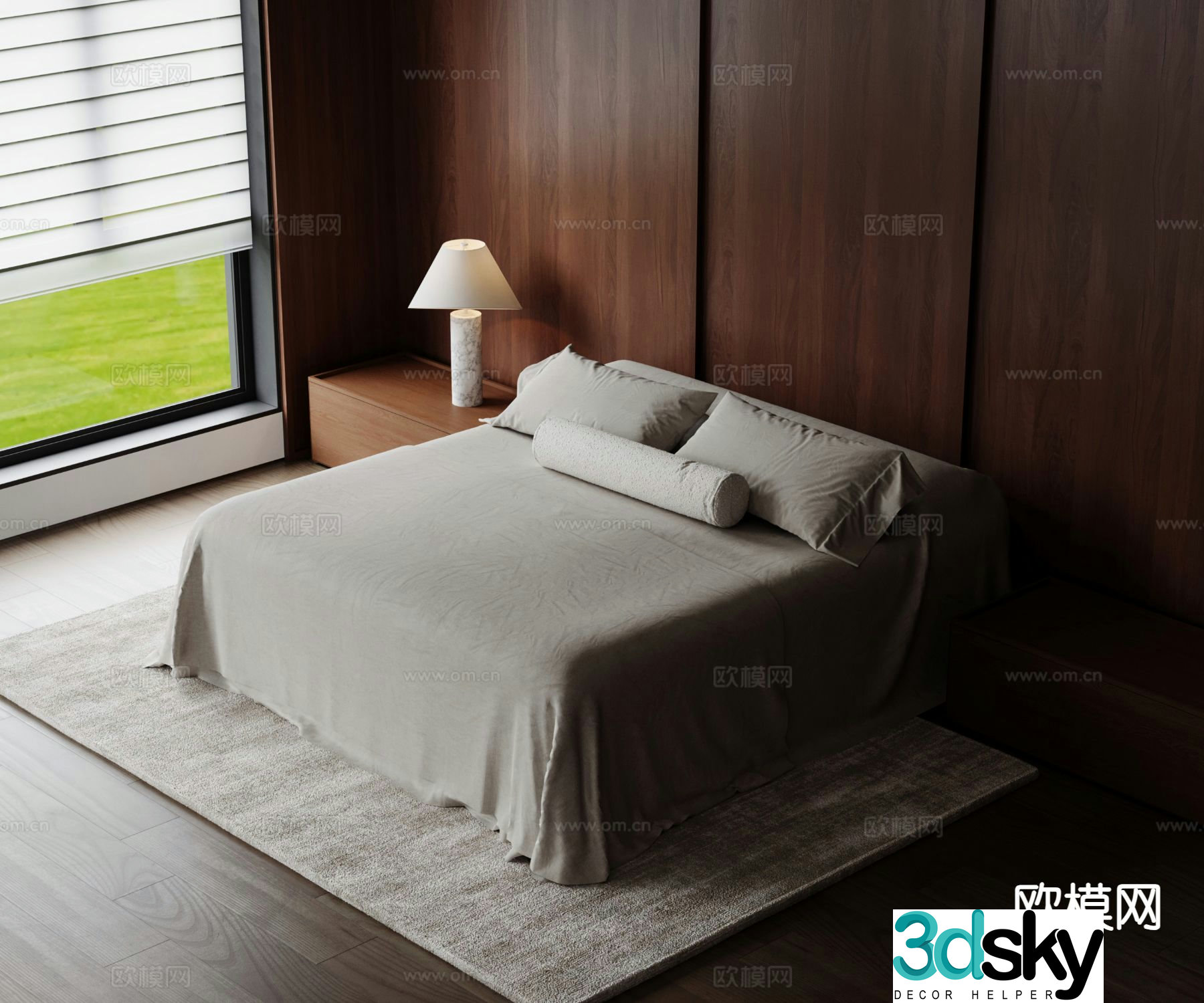Medieval style fabric bed double bed 3d model