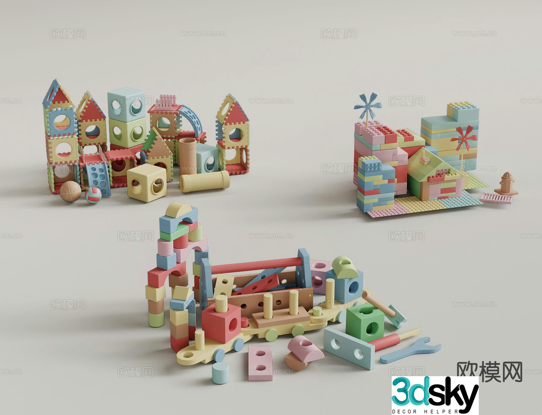 Modern children’s building block toys 3d model