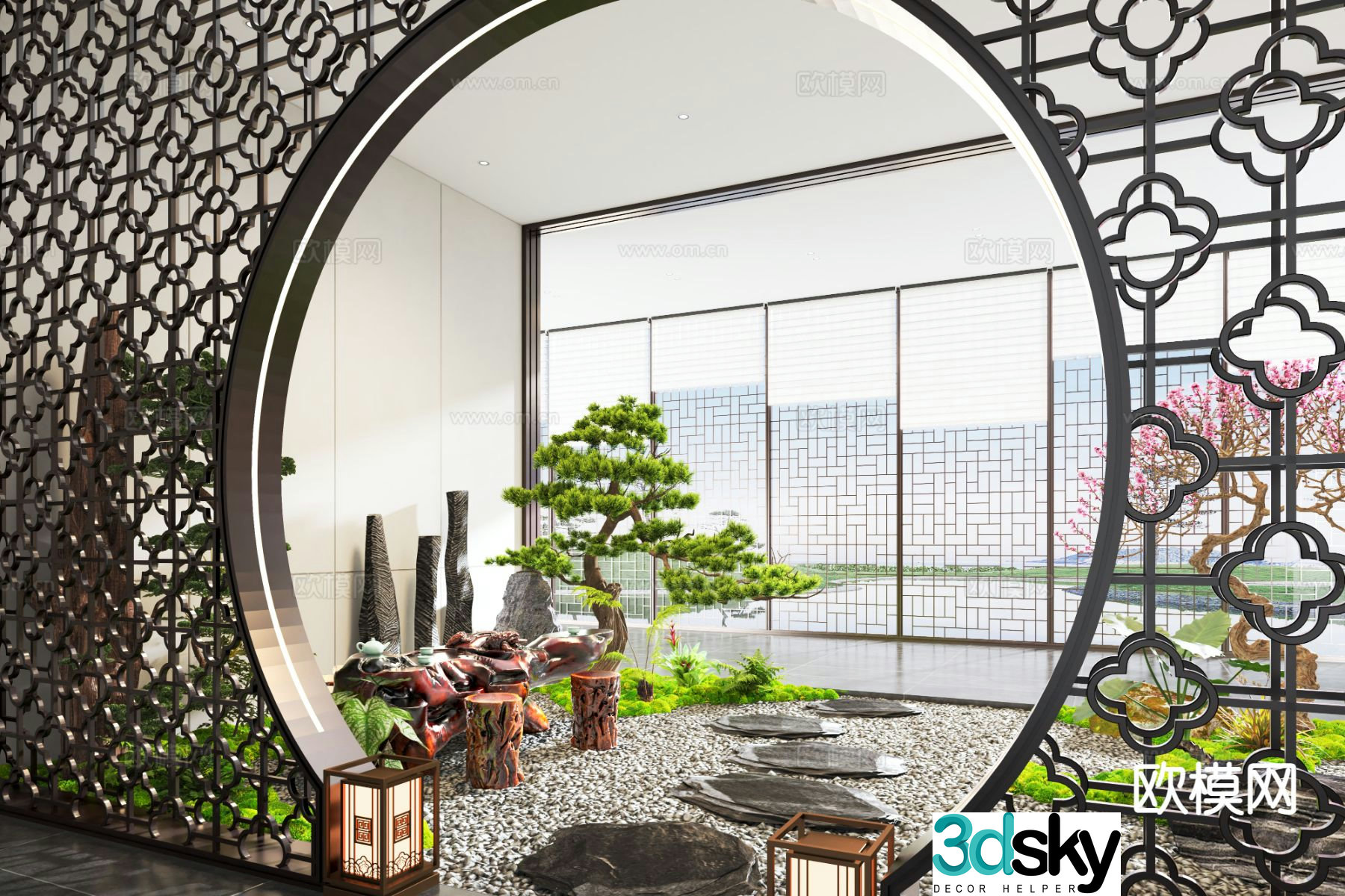 Indoor landscape landscaping landscape sketch plant landscaping 3d model