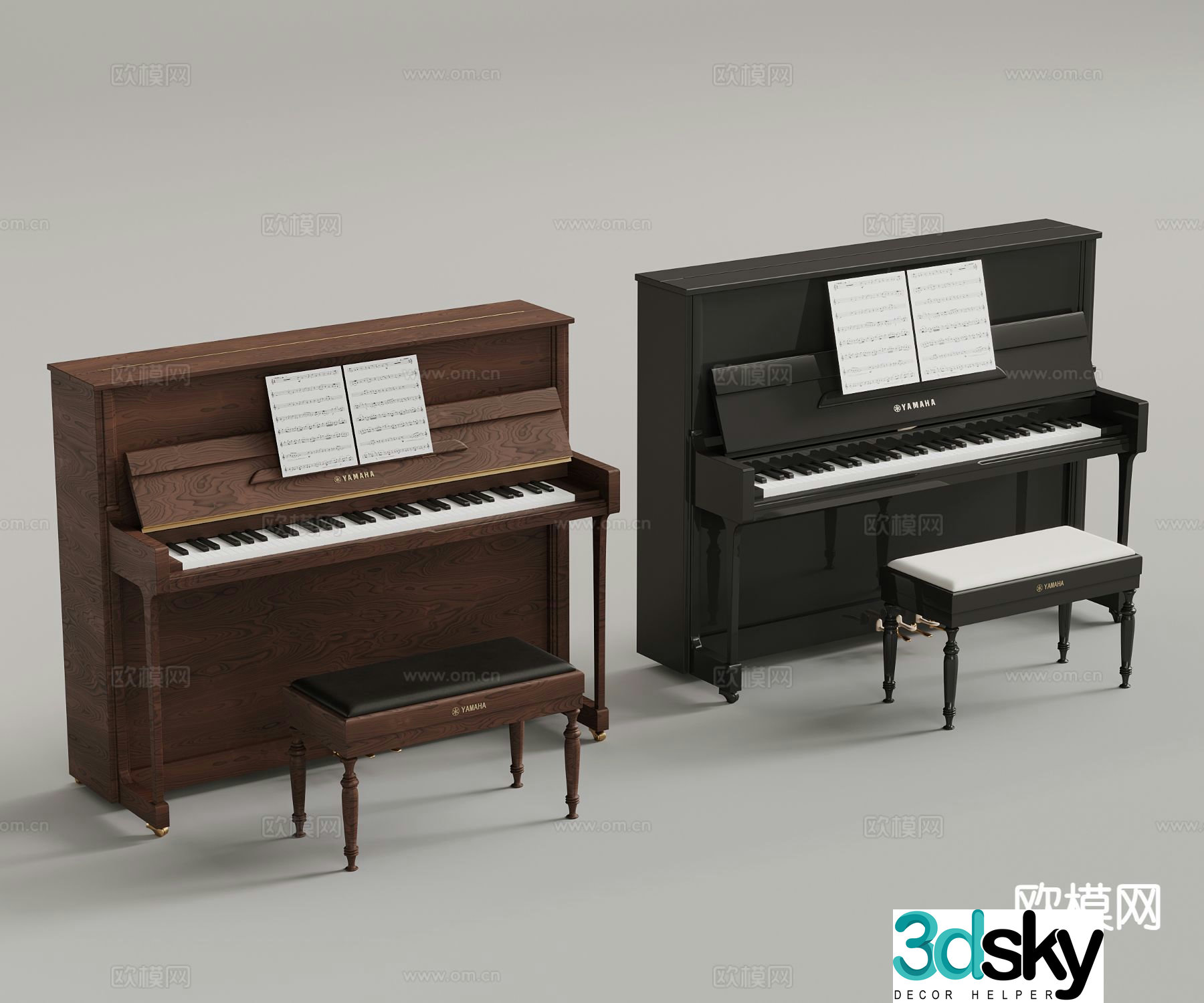 Retro piano 3d model