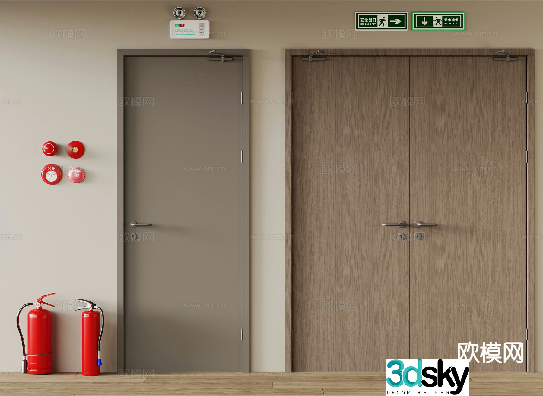 Modern fire door fire door fire hydrant 3d model