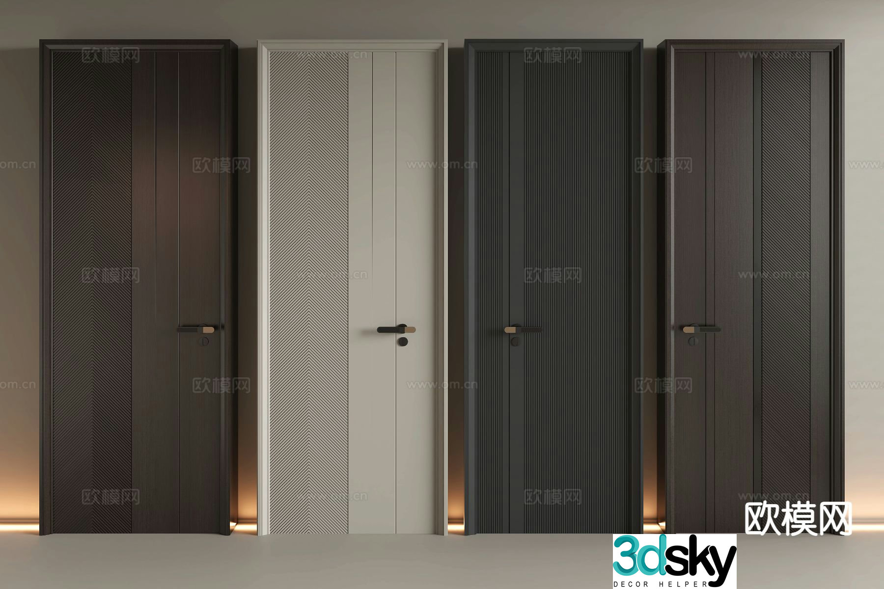 Modern Door Single Open Door Security Door Indoor Door 3D Model