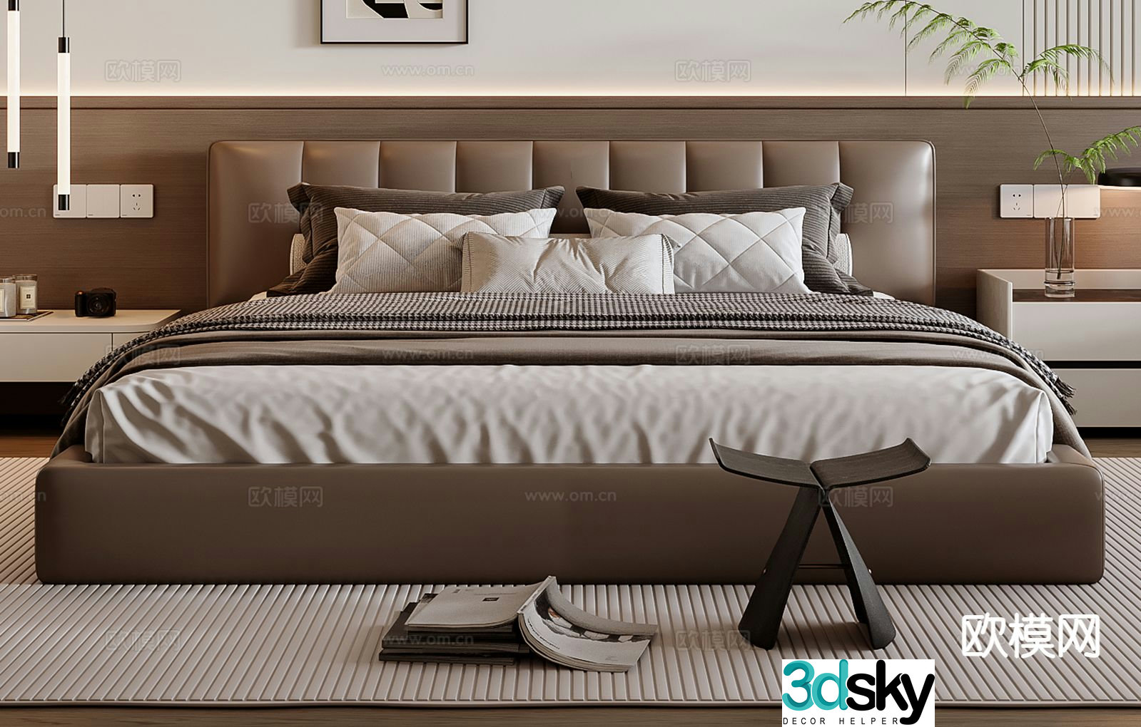Italian double bed 3d model