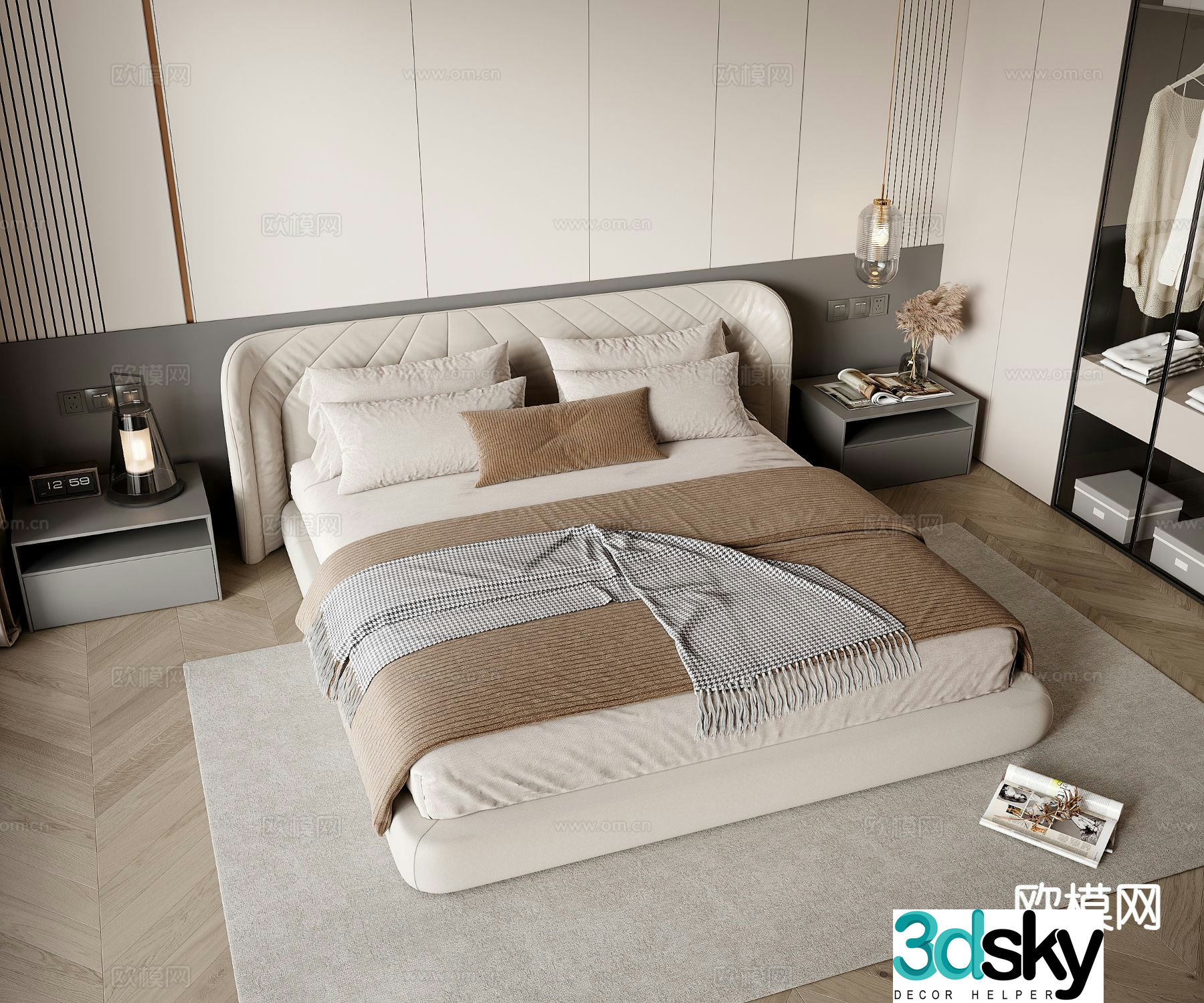 Modern double bed 3d model