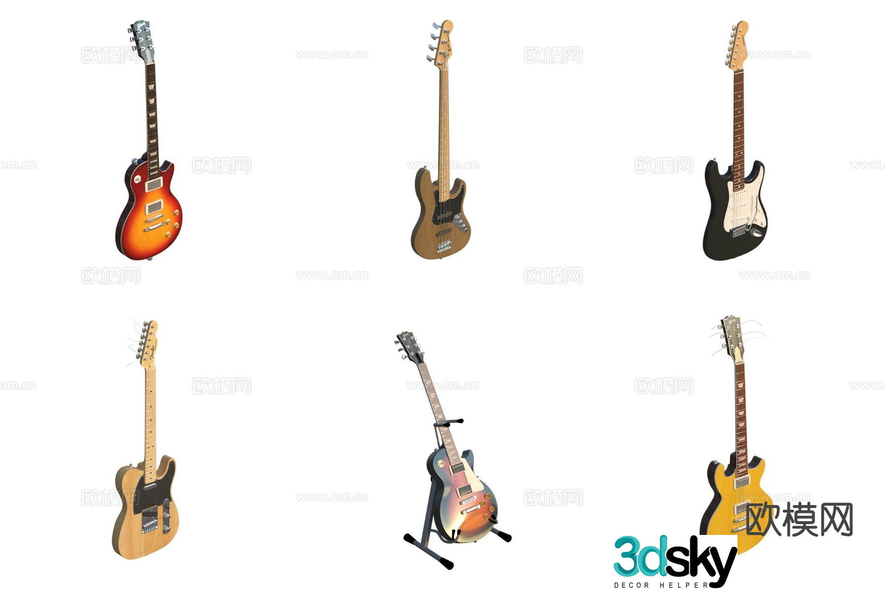 musical instrument electric guitar 3d model