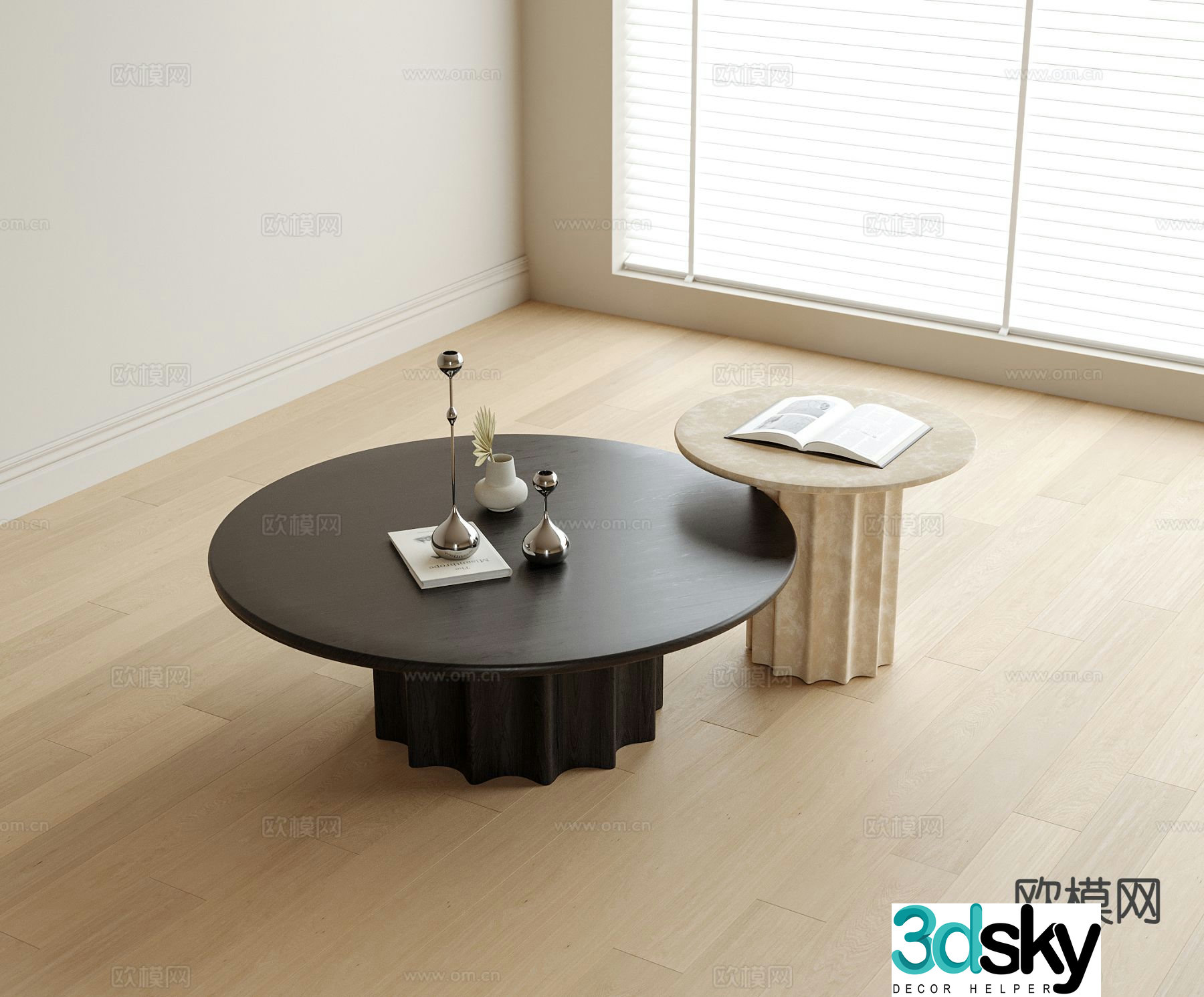 Modern round coffee table mother-in-law coffee table 3d model