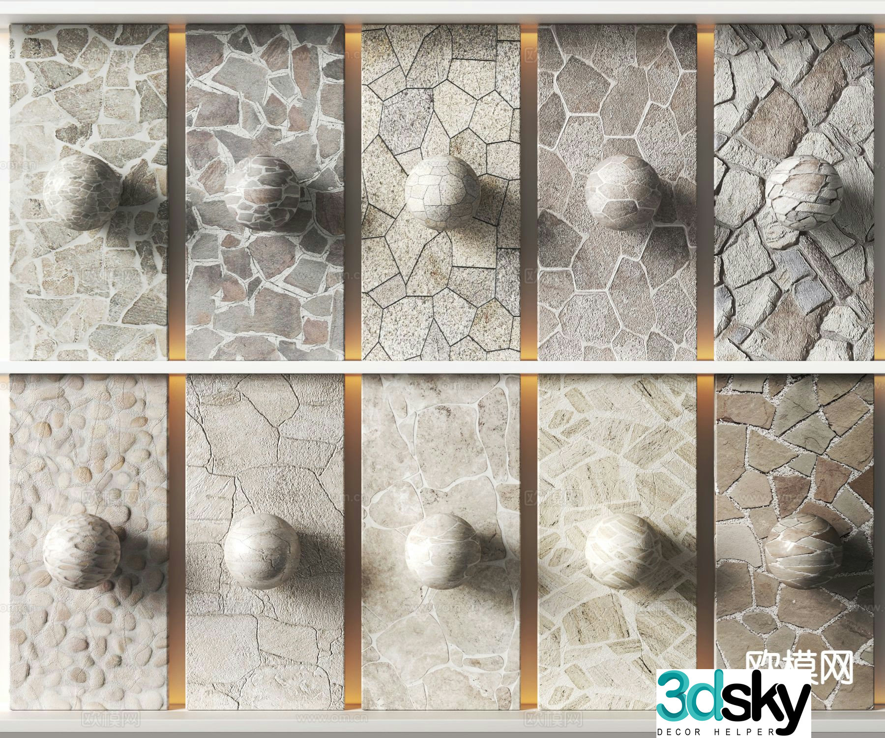 Modern cultural stone stone wall 3d model