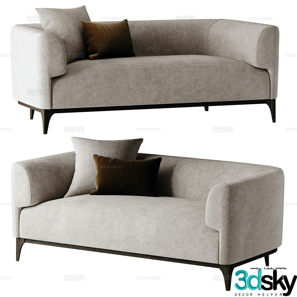 Double sofa upholstered sofa 3d model