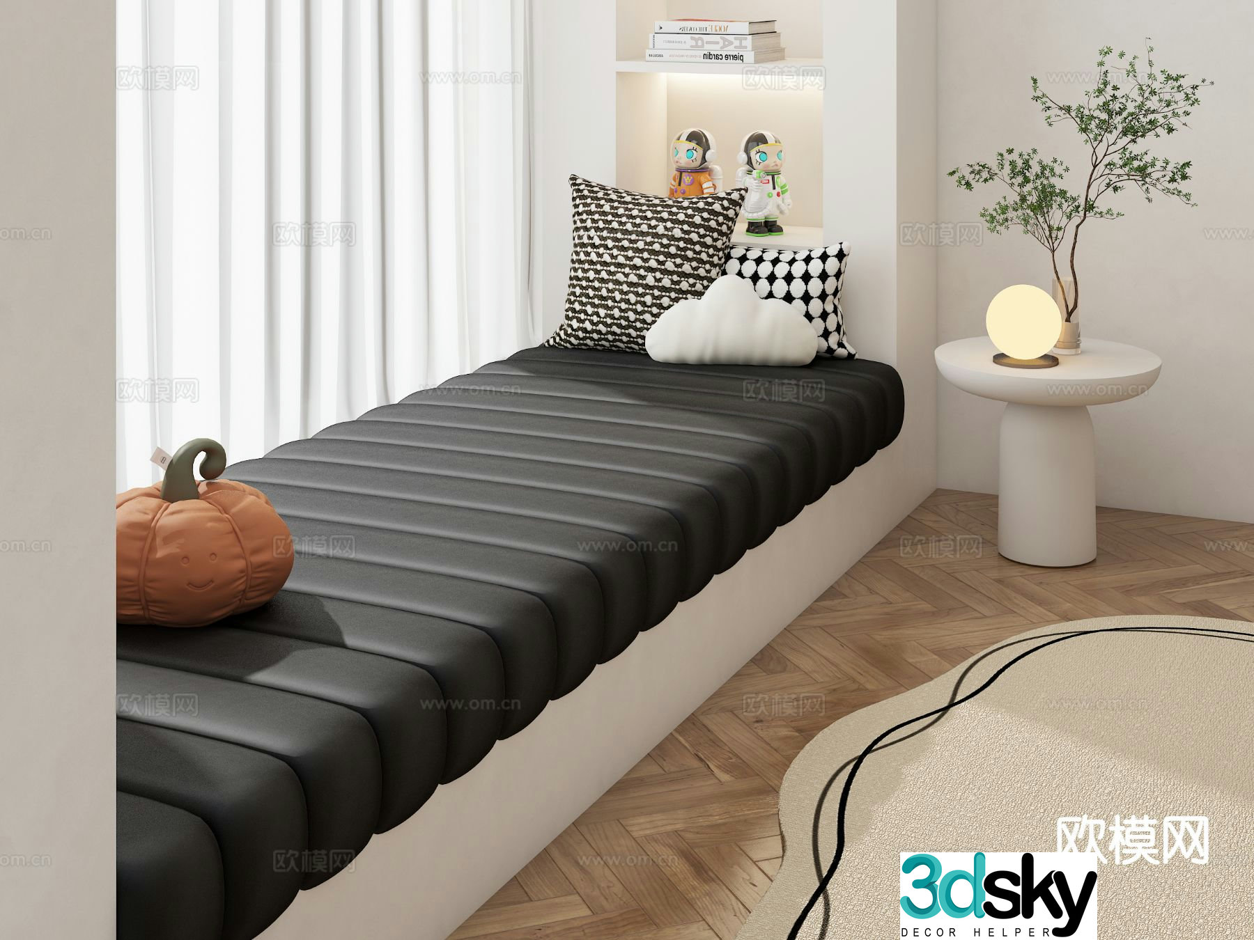 Leather cushion seat cushion bay window cushion sofa cushion 3D model