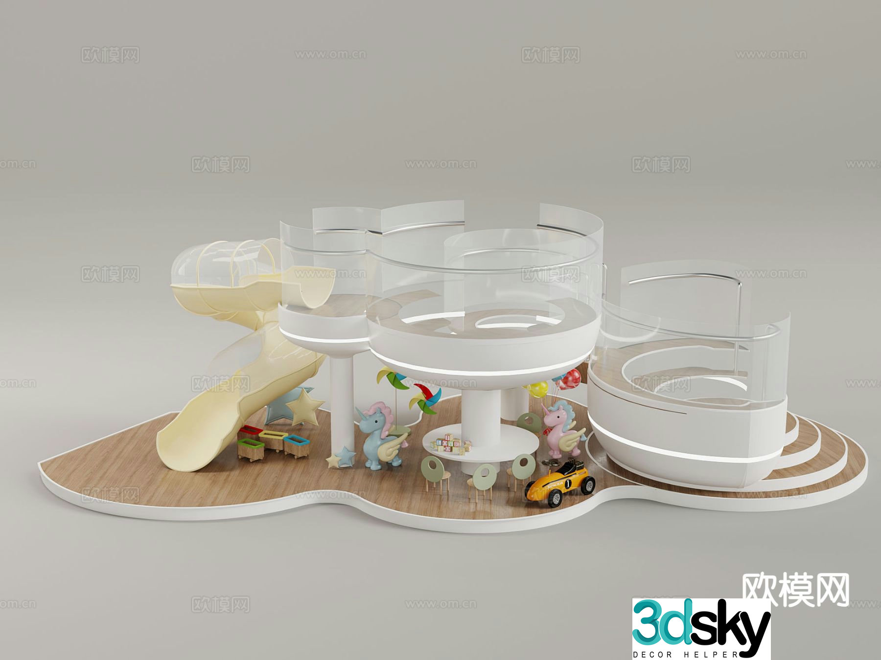 Modern children's slide children's toys slide 3d model