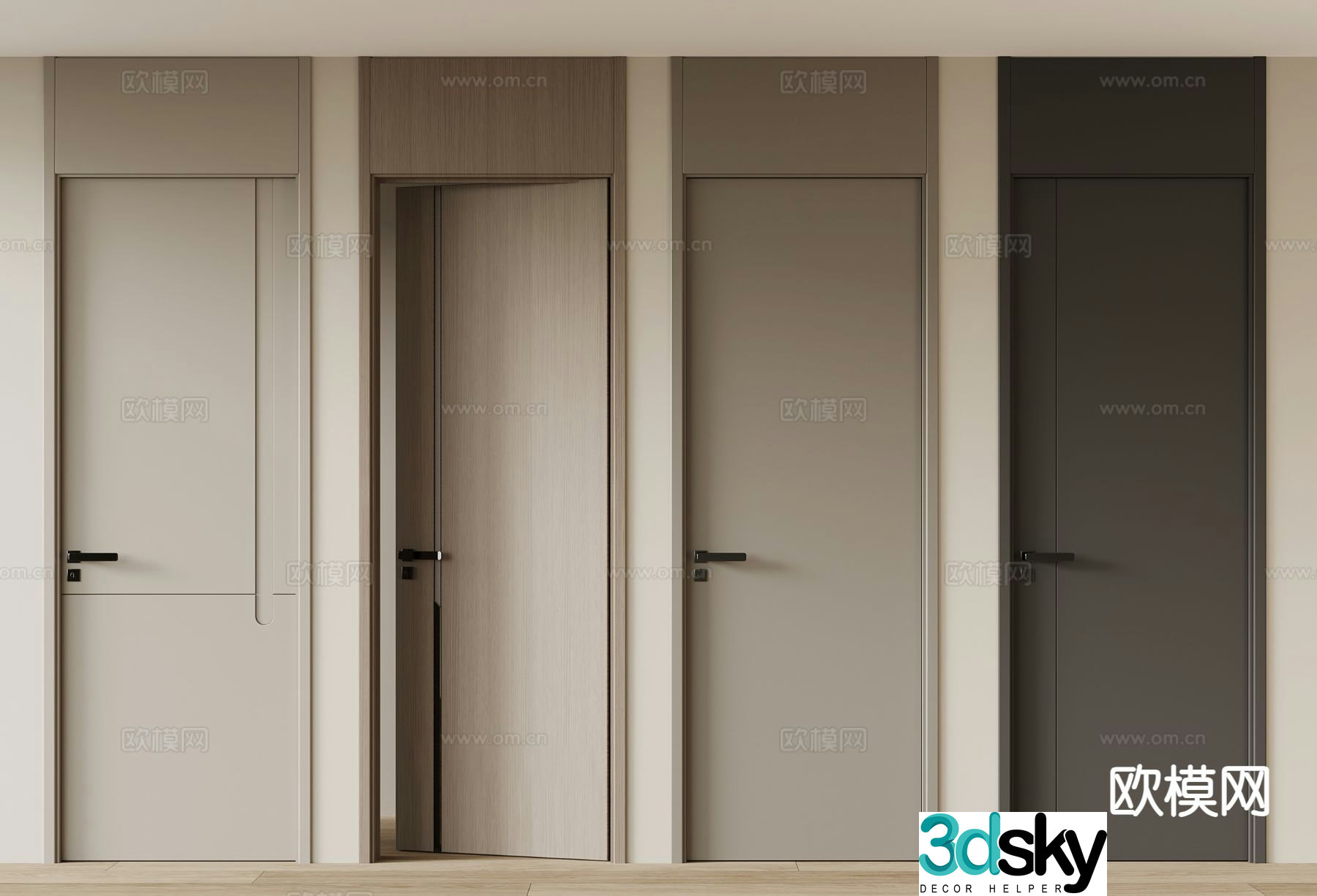 Single-open door Swing door Open ceiling door Bedroom door 3D model