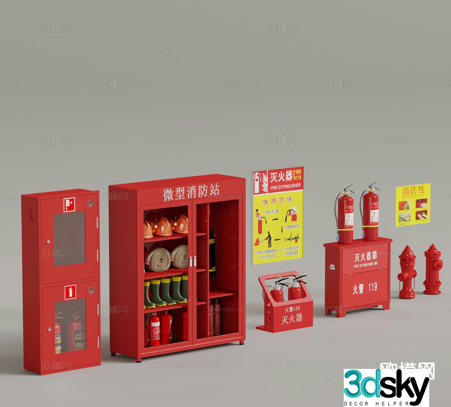 Fire equipment Fire hydrant Fire extinguisher Fire extinguisher Box 3D model