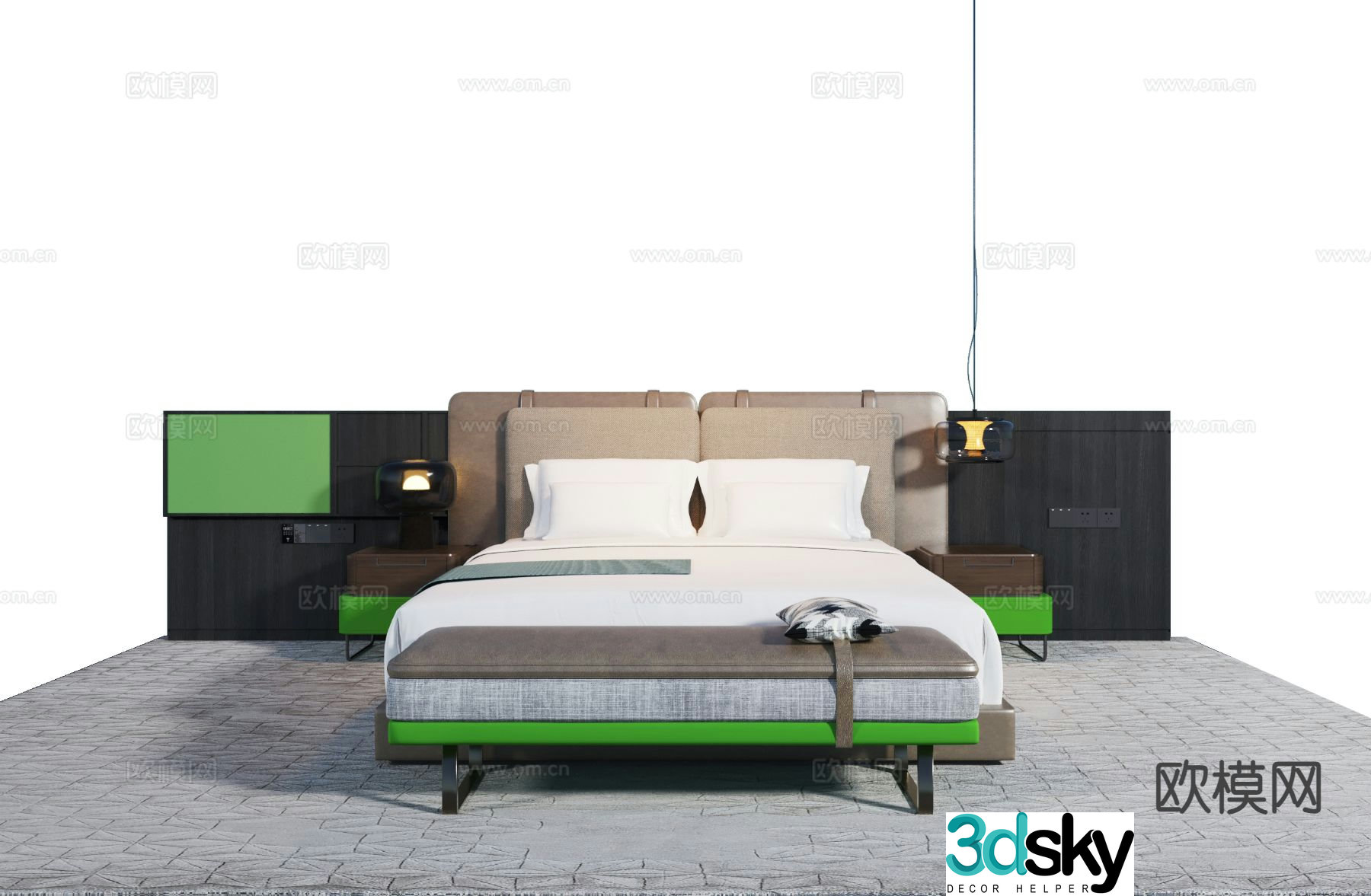 Modern double bed 3d model