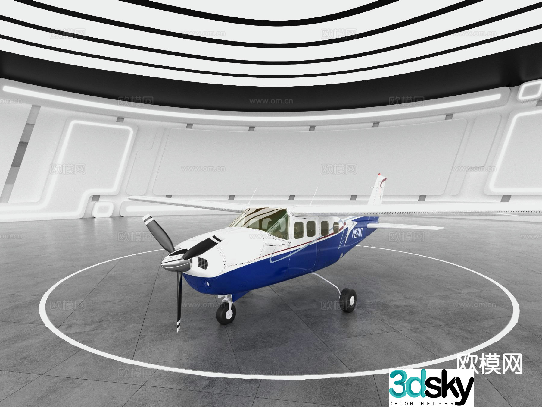 modern aircraft small aircraft propeller aircraft 3d model