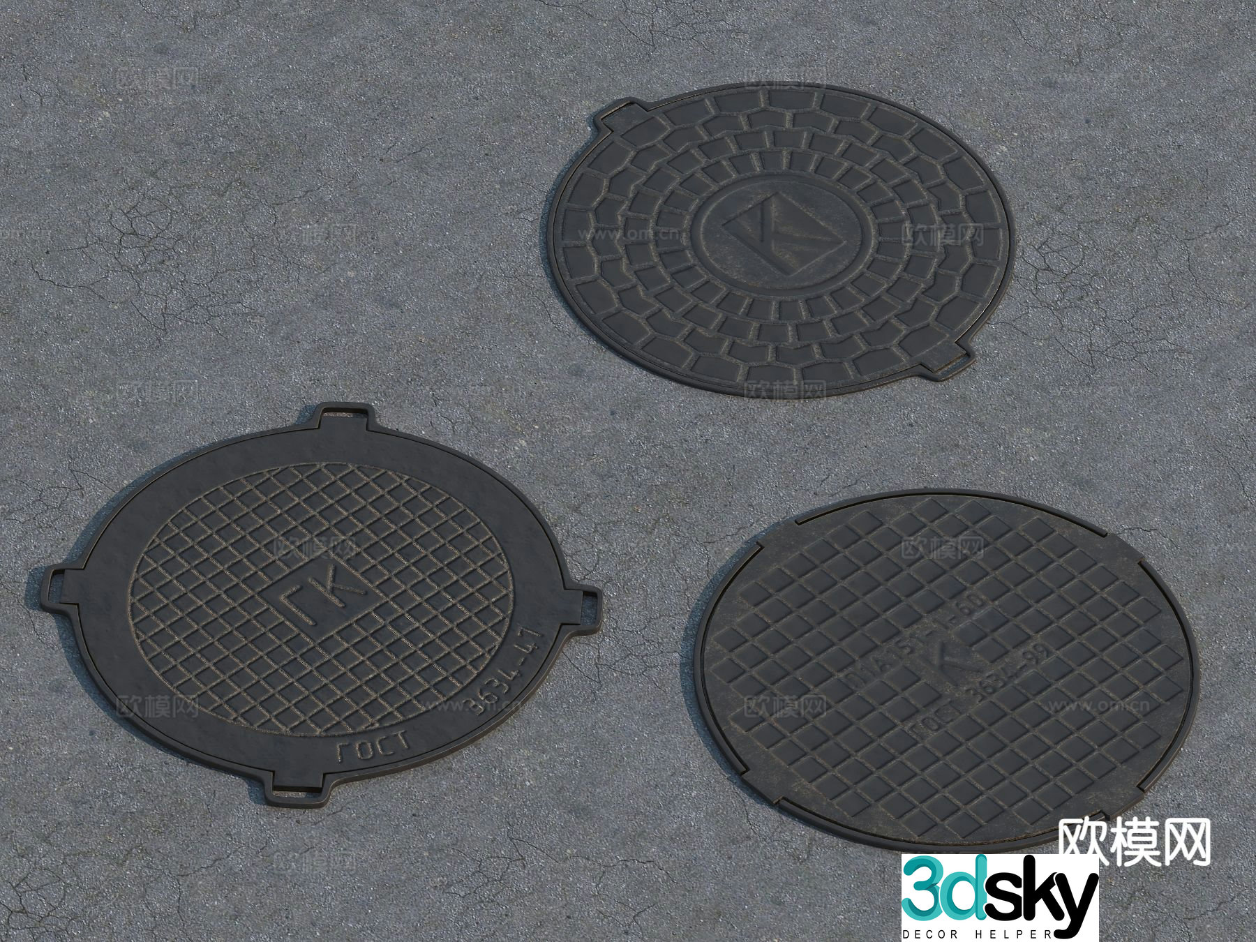 Outdoor manhole cover sewer drain 3D model