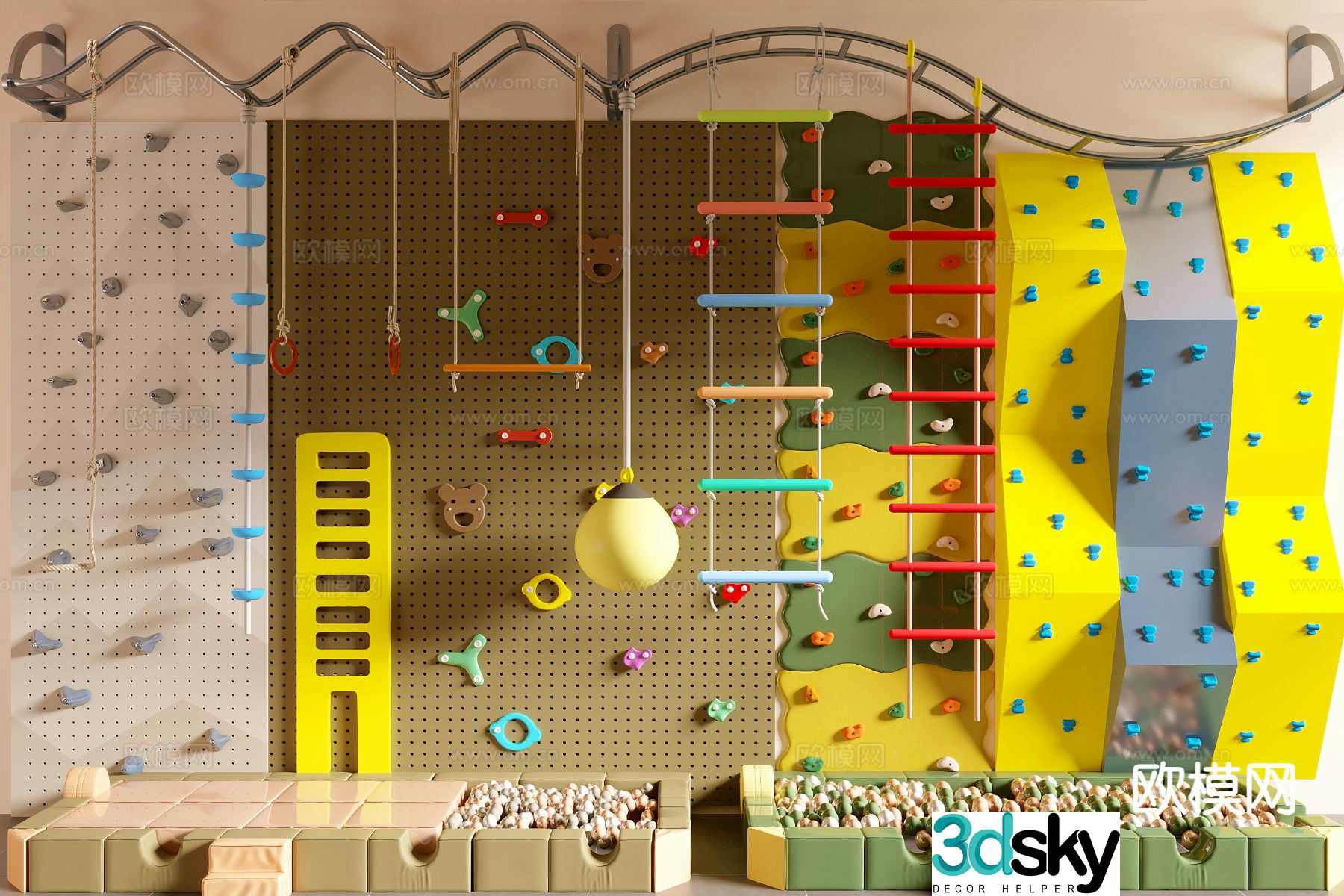 Children's equipment climbing wall ladder 3d model