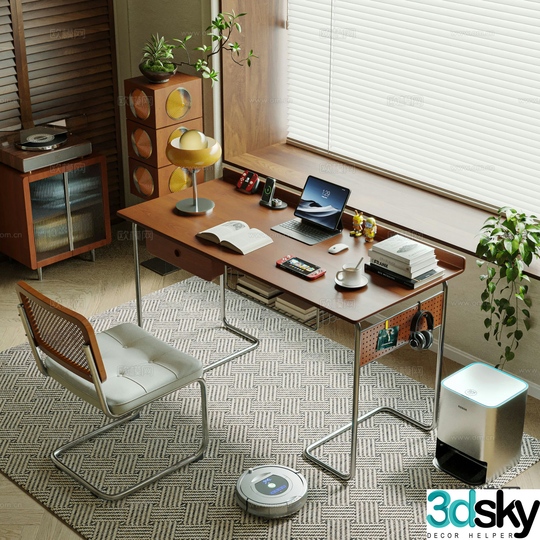 Medieval style desk writing desk computer desk 3d model