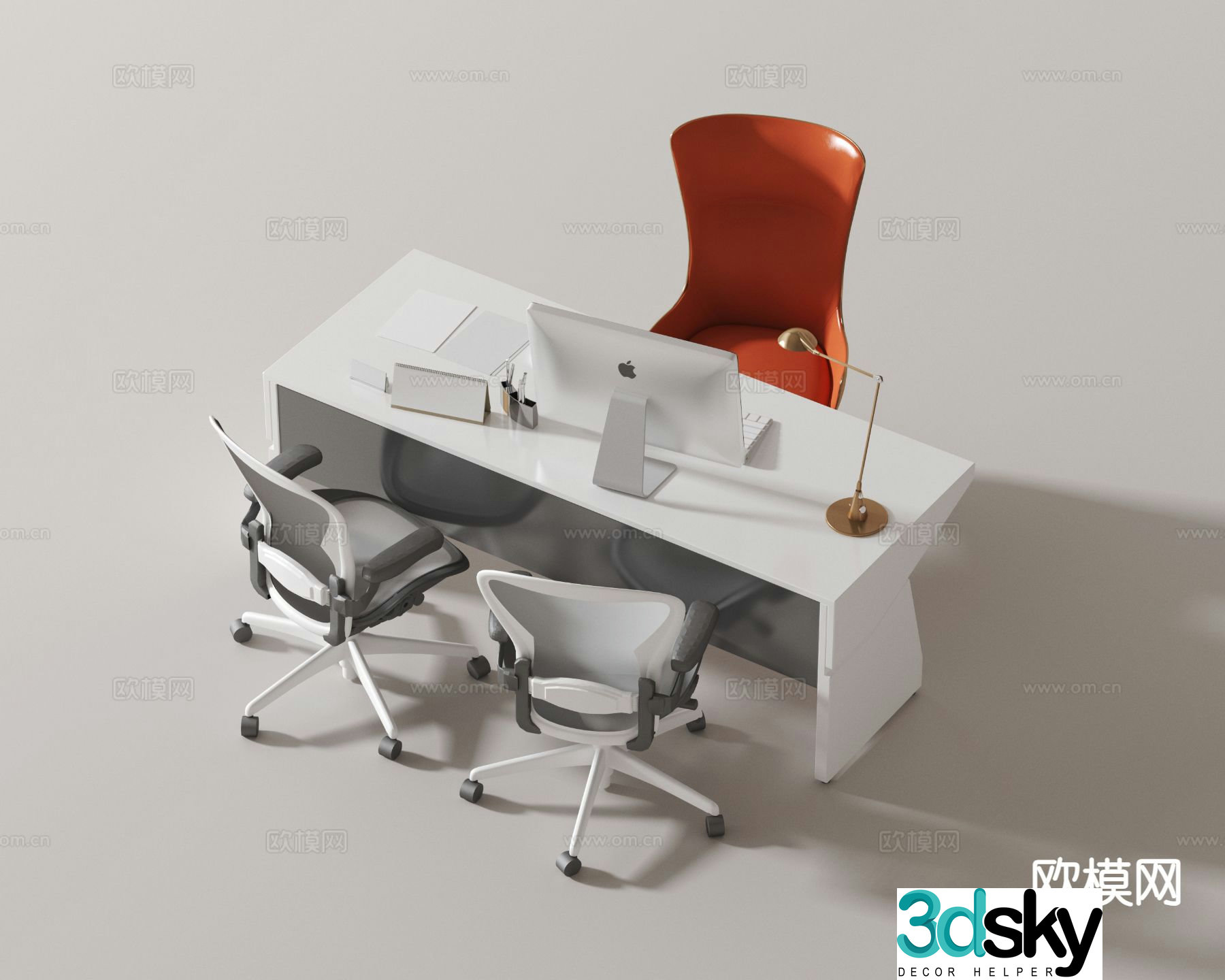 Modern office desk desk 3d model