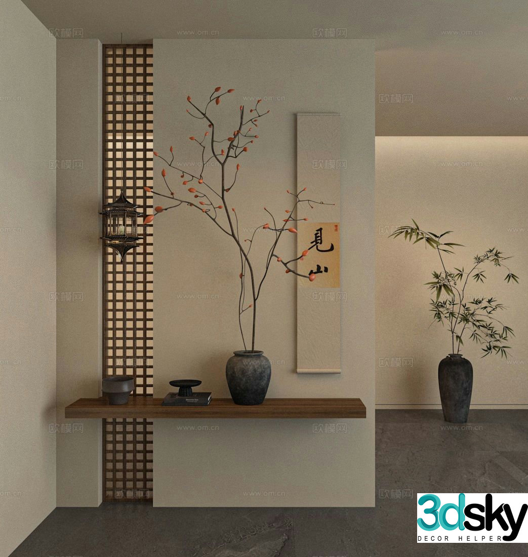 Wabi-sabi entrance partition 3D model