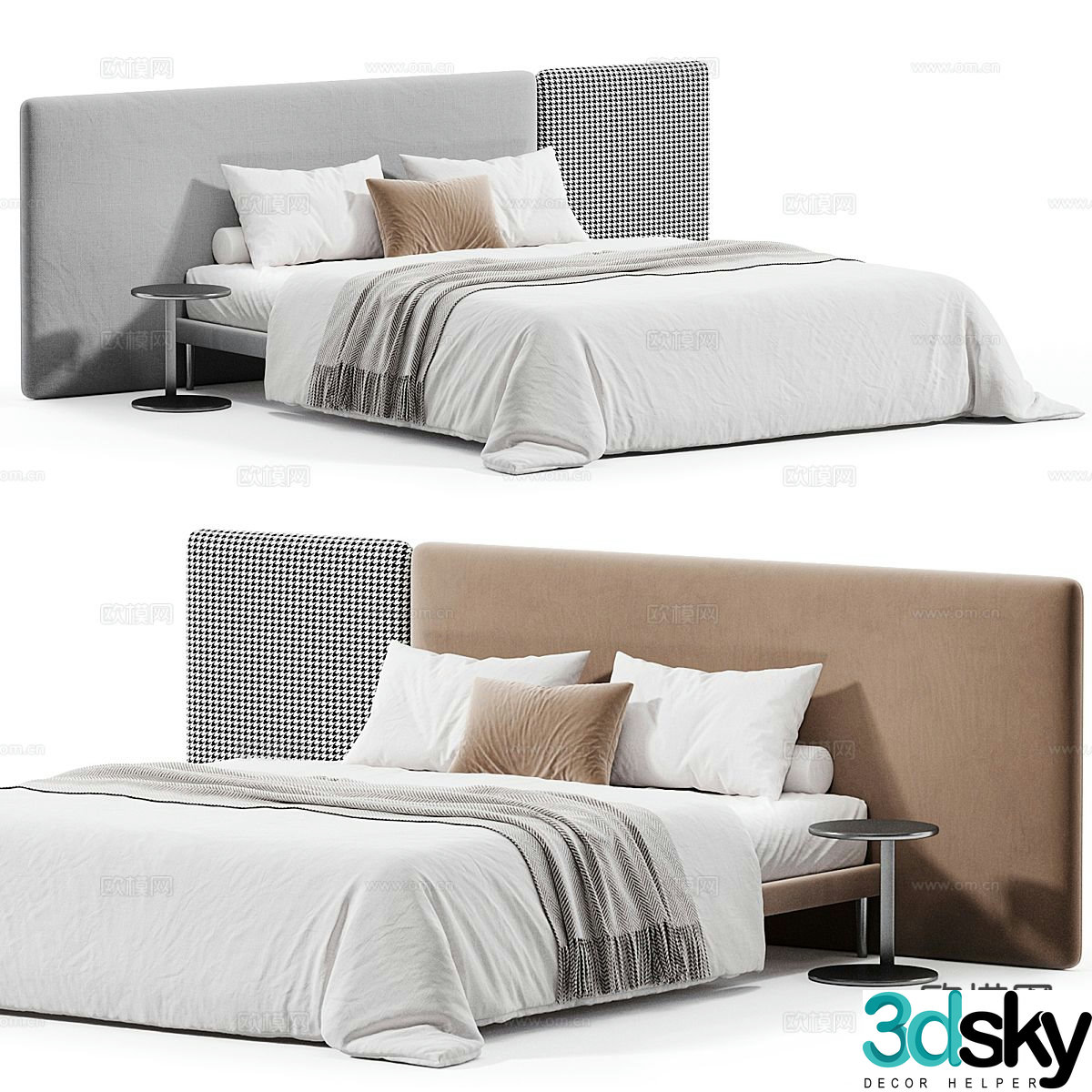 Modern fabric bed double bed 3d model