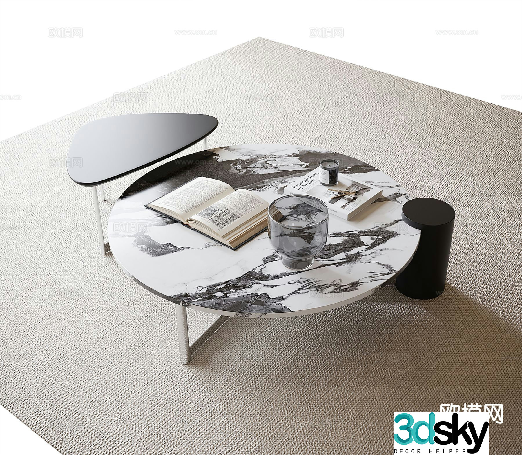 Modern double coffee table 3d model