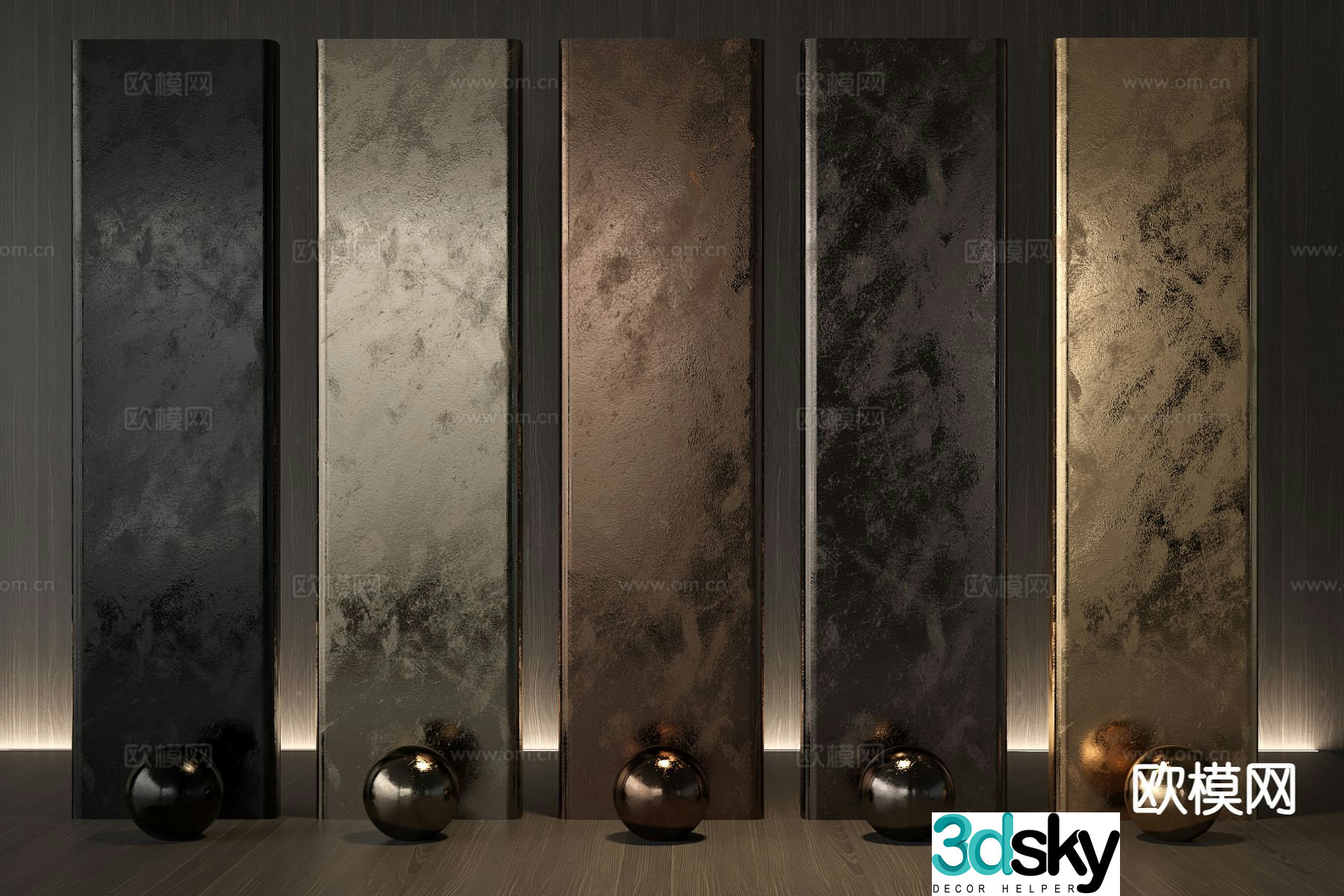 Stainless steel plate brushed plate metal plate wainscoting 3d model