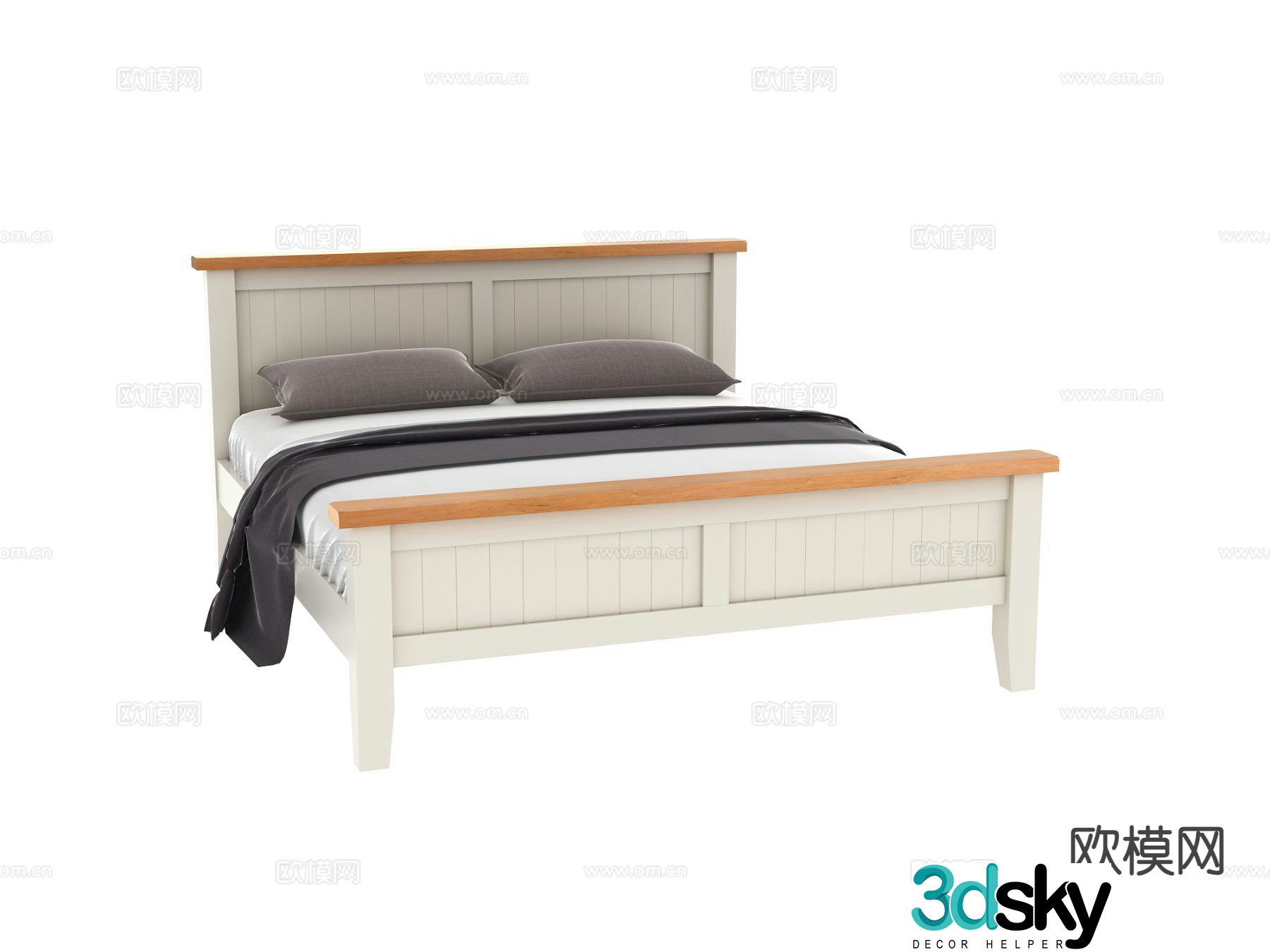 Modern double bed 3d model