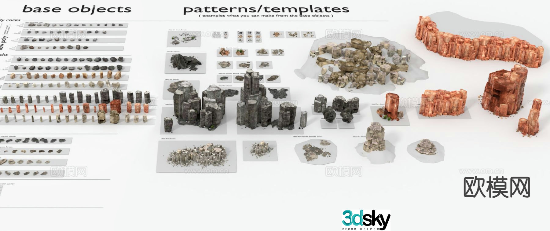 Landscape stone rock flake rockery 3d model