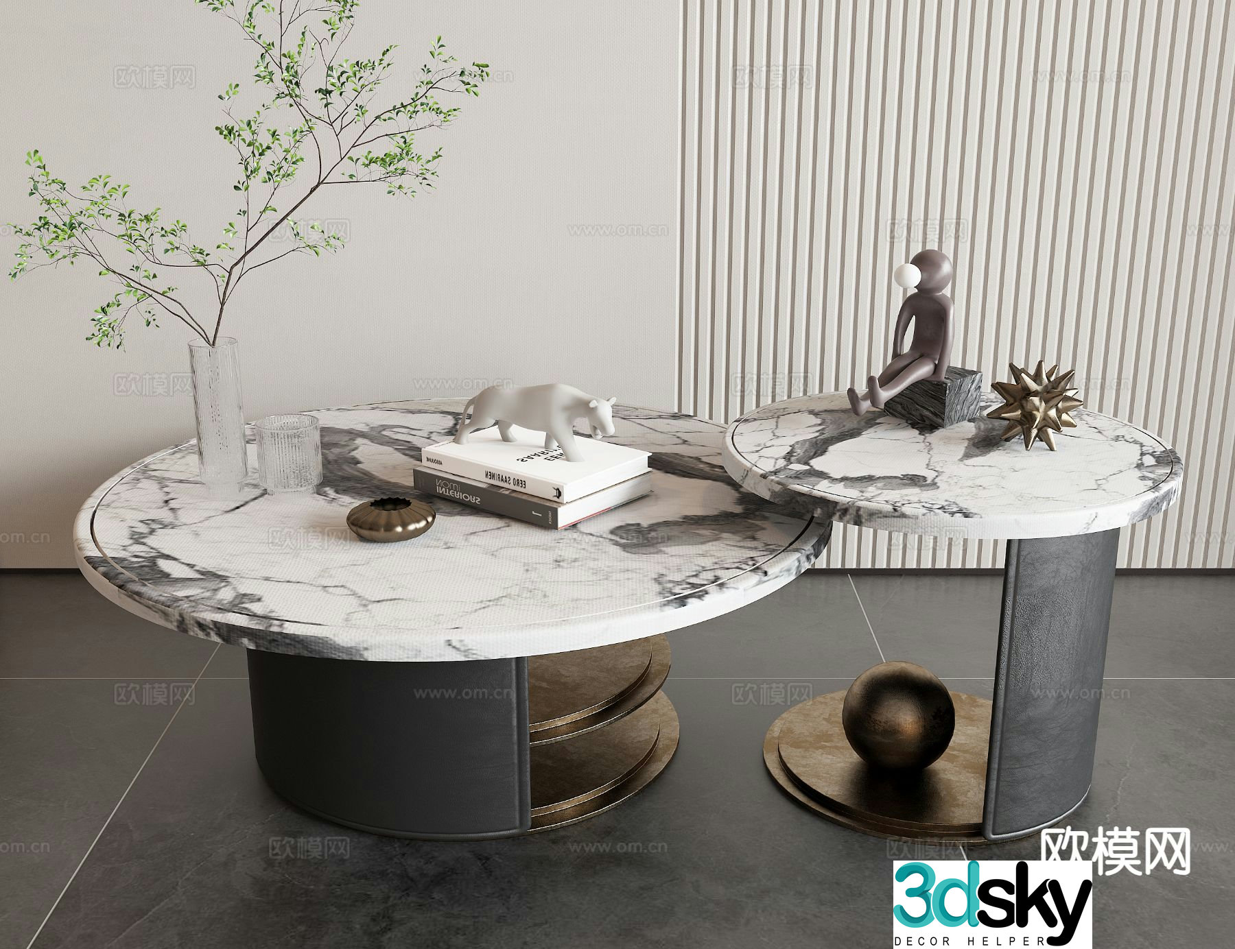 Light luxury coffee table mother-in-law coffee table 3d model