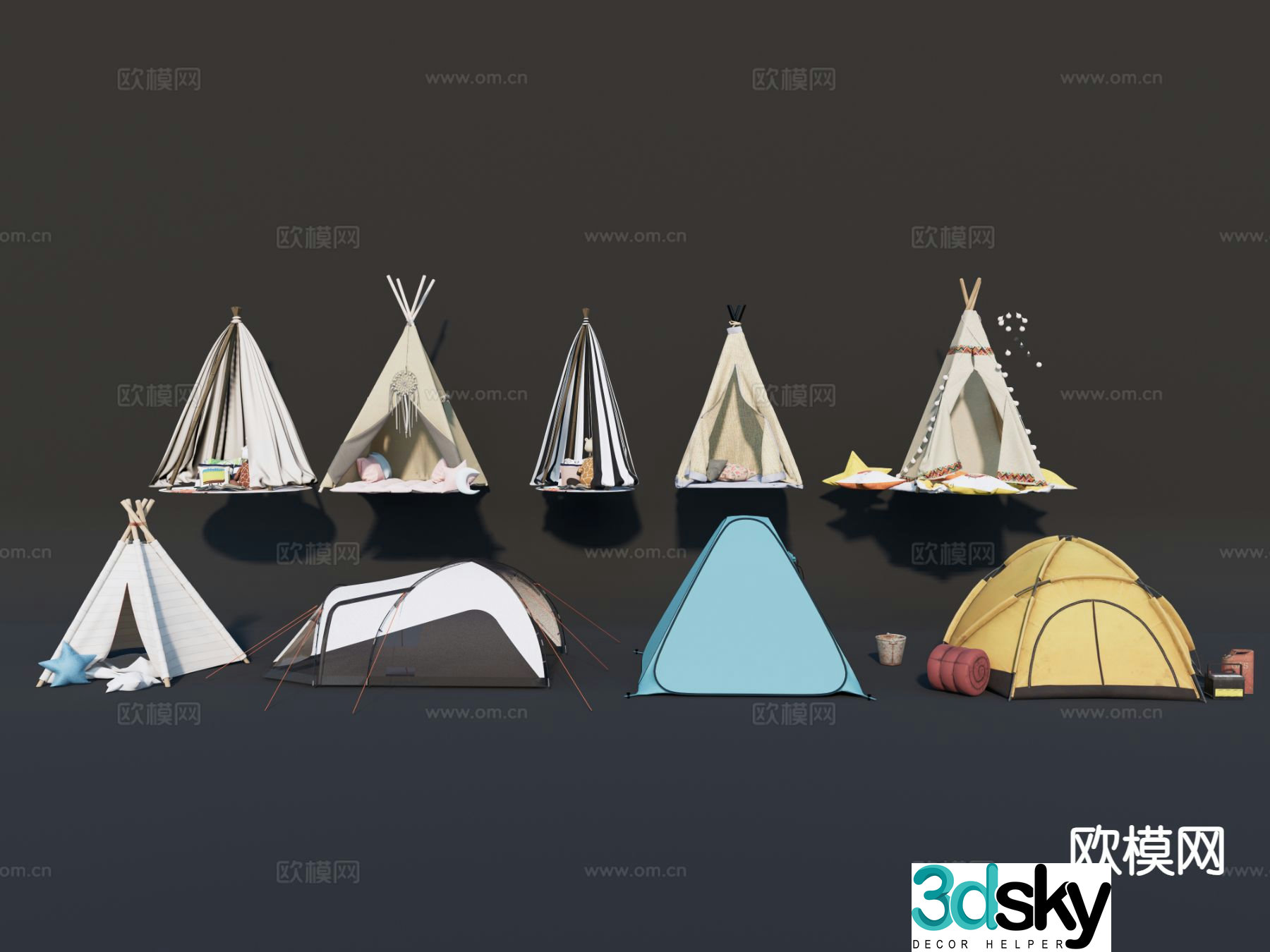 Modern camping tent 3d model