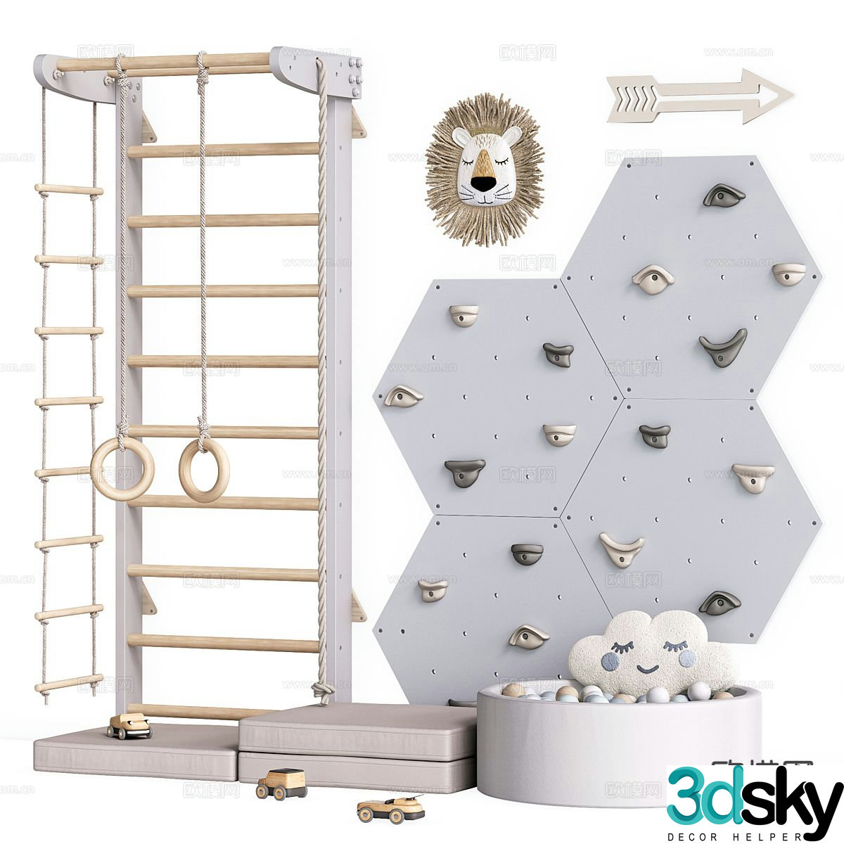 Modern climbing wall children's play equipment 3d model