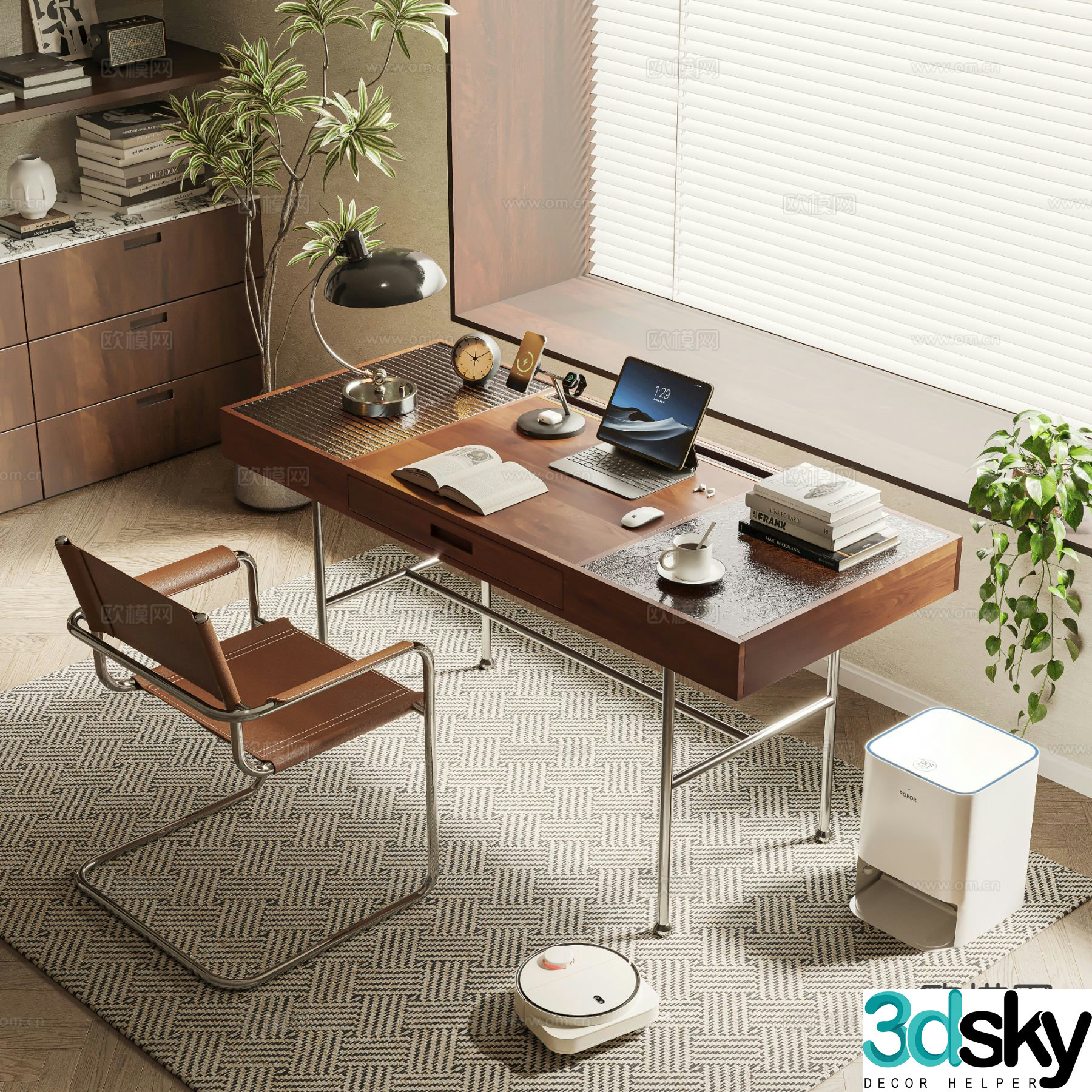 Medieval style desk writing desk computer desk 3d model