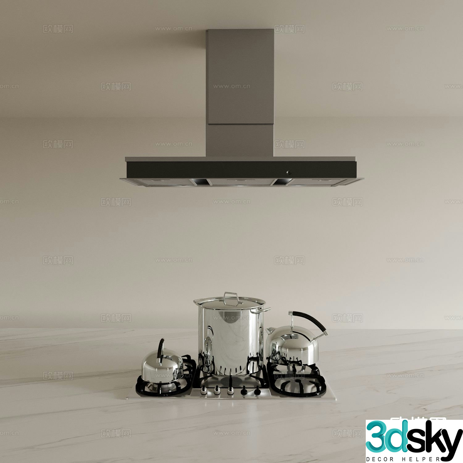 gas stove stove range hood 3d model