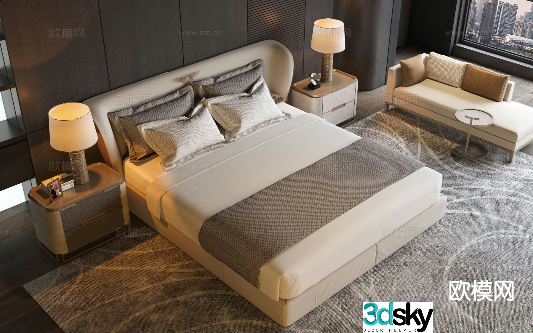 Bentley double bed brand bed 3d model