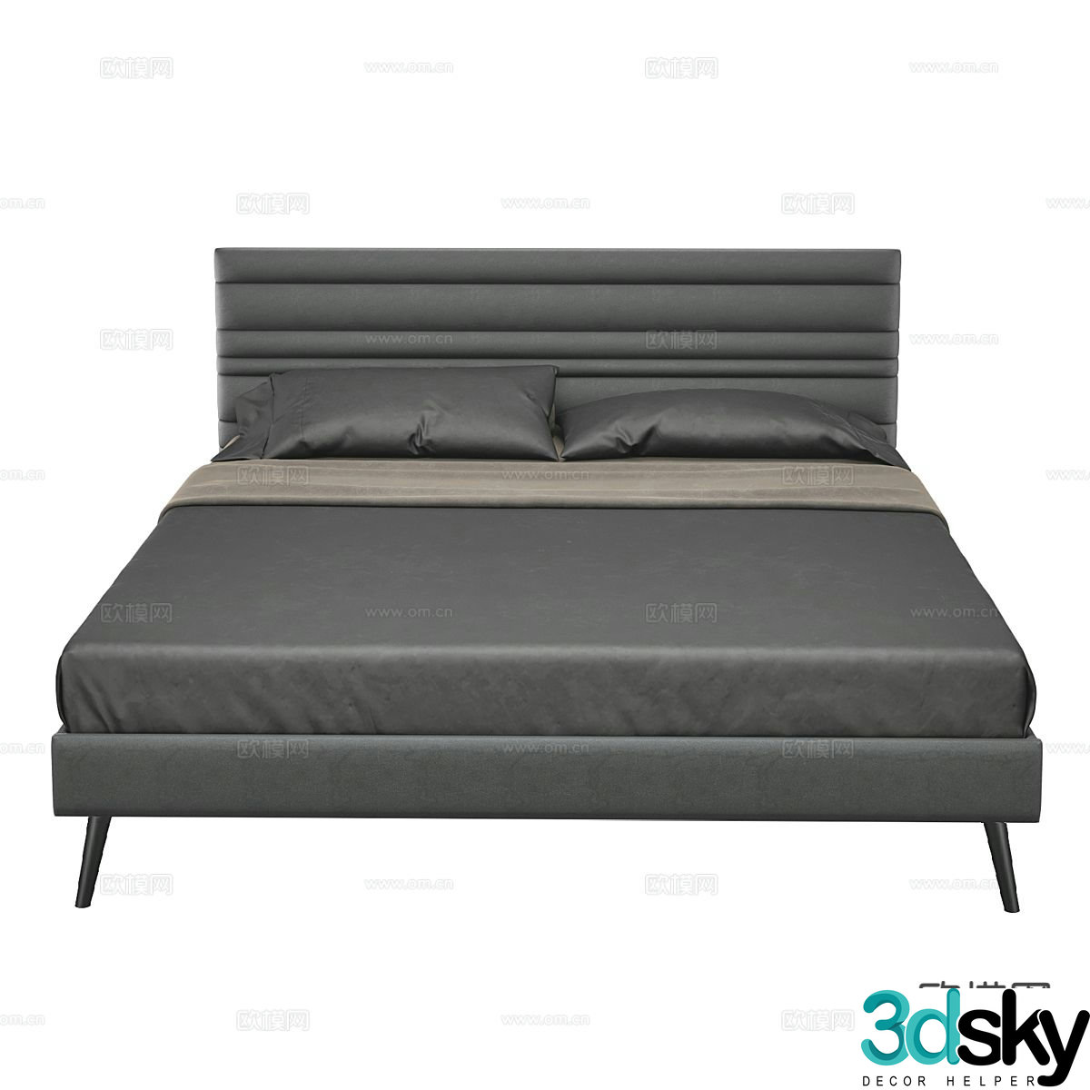 Modern minimalist double bed 3d model