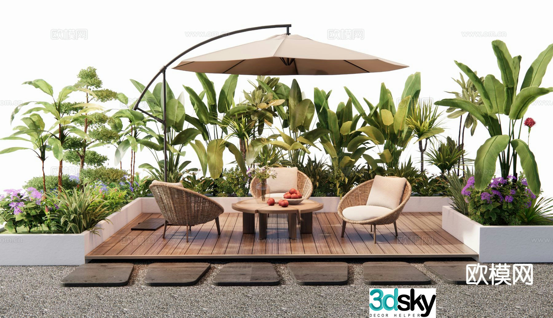 Modern outdoor table and chair 3d model